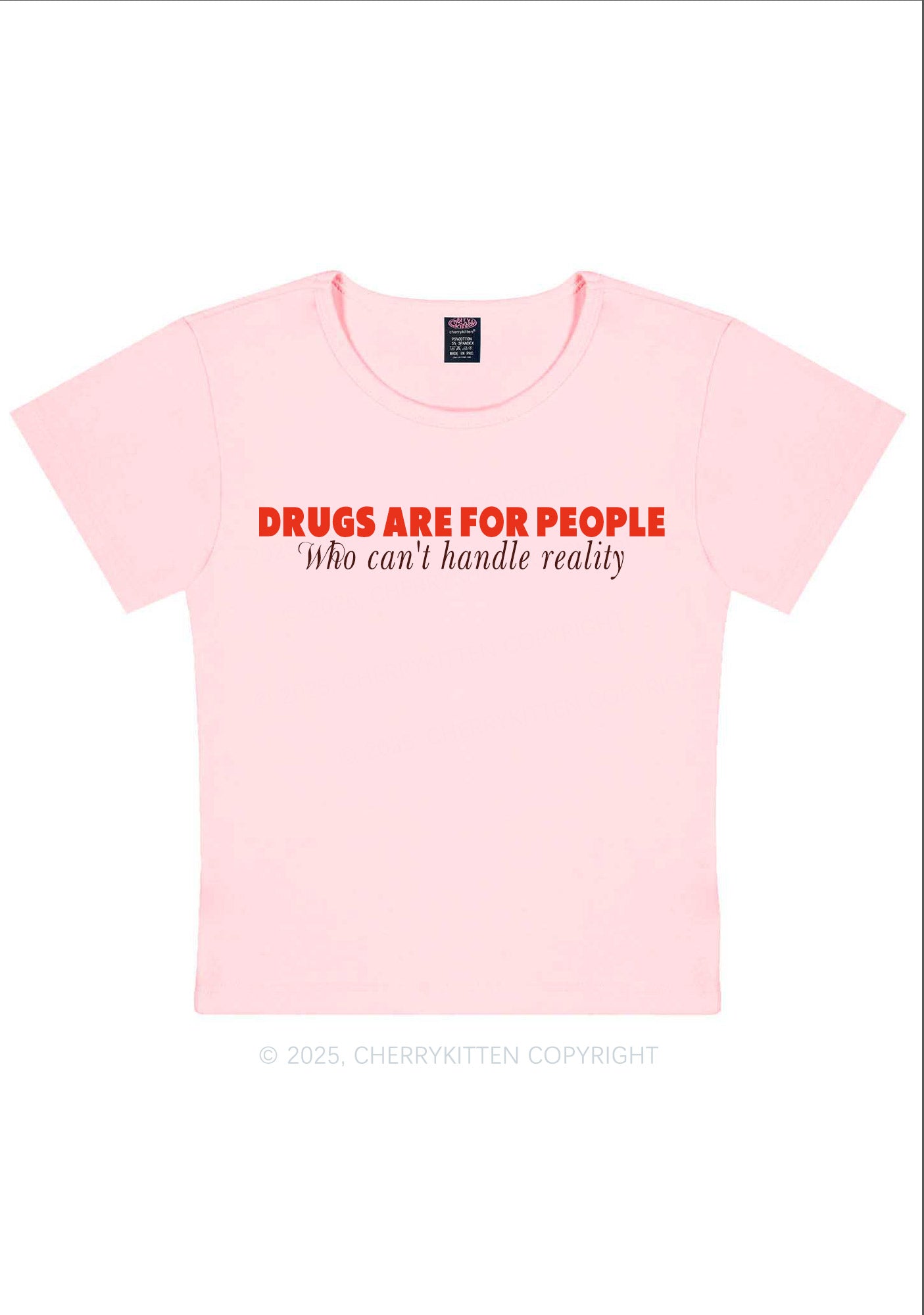 Drxgs Is For People Y2K Baby Tee Cherrykitten