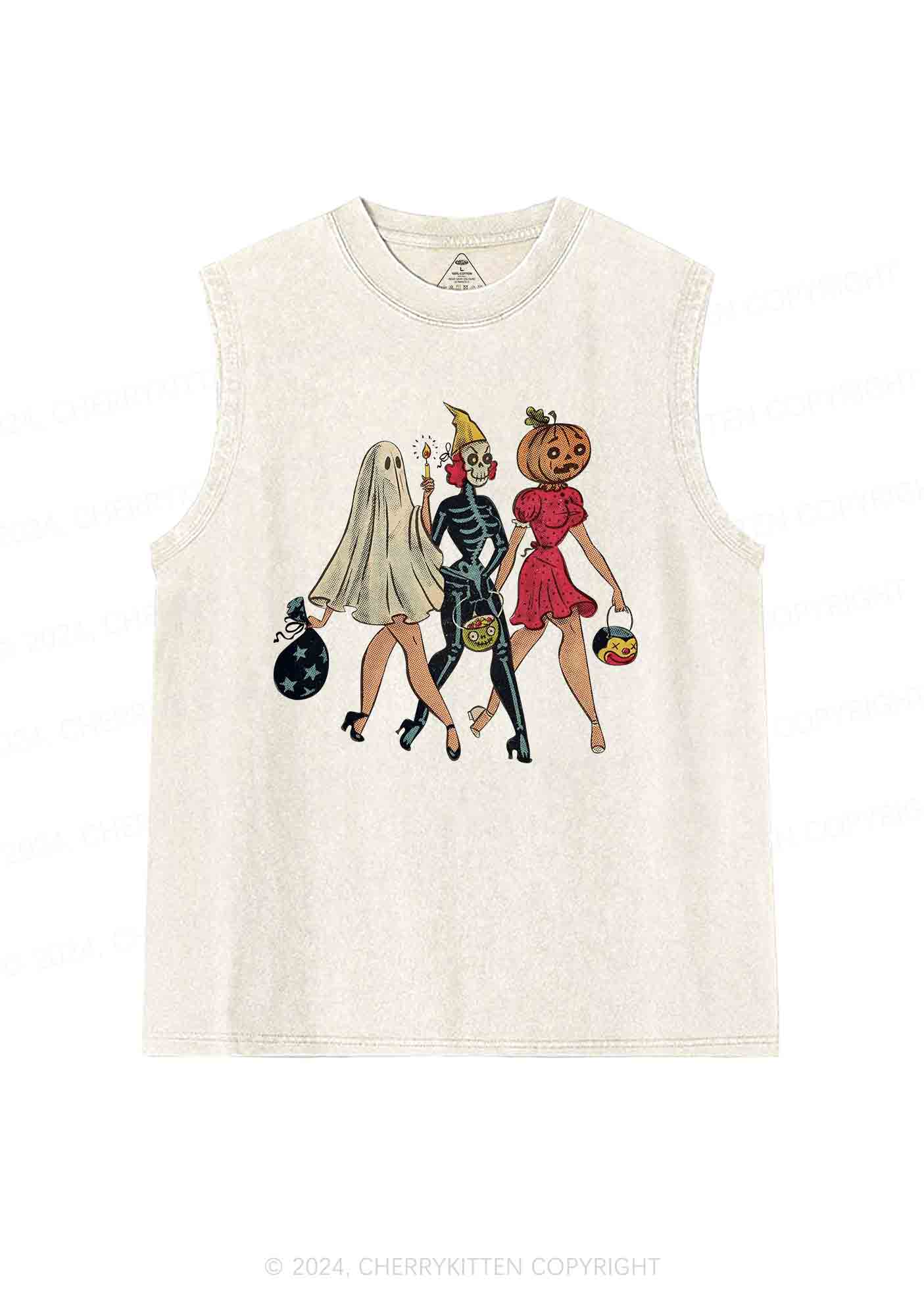 Halloween Ladies Y2K Washed Tank Cherrykitten