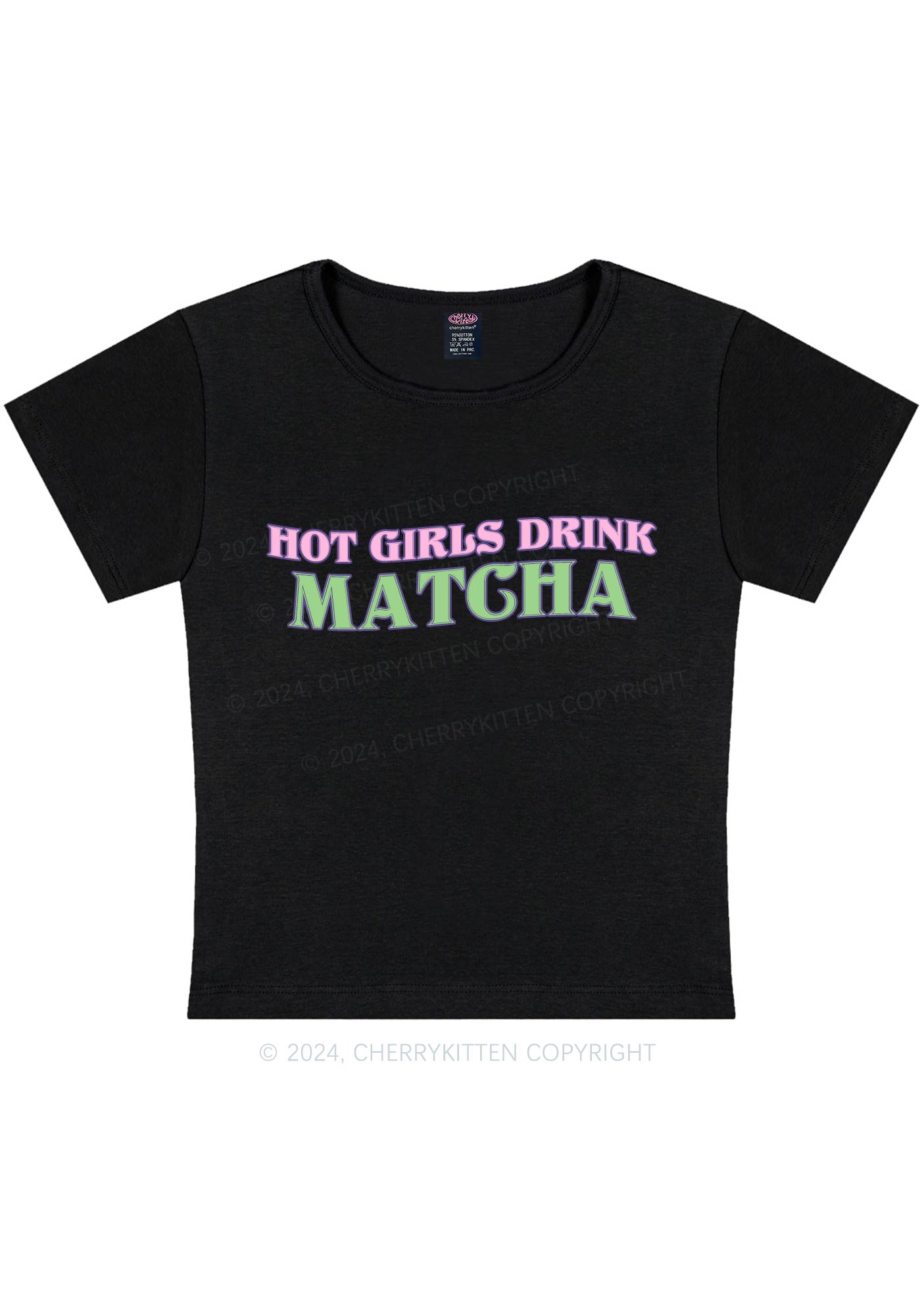 Hot Girls Drink Matcha Y2K Baby Tee Cherrykitten