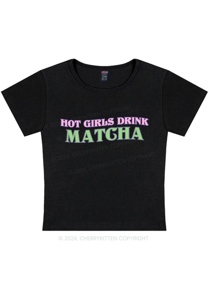 Hot Girls Drink Matcha Y2K Baby Tee Cherrykitten