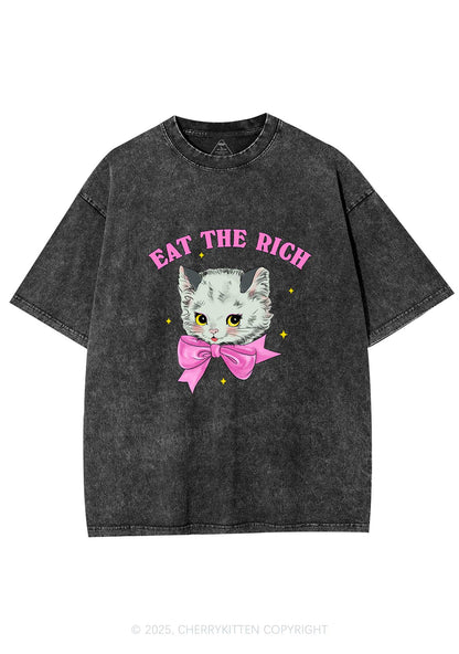 Eat Rich Cat Y2K Washed Tee Cherrykitten