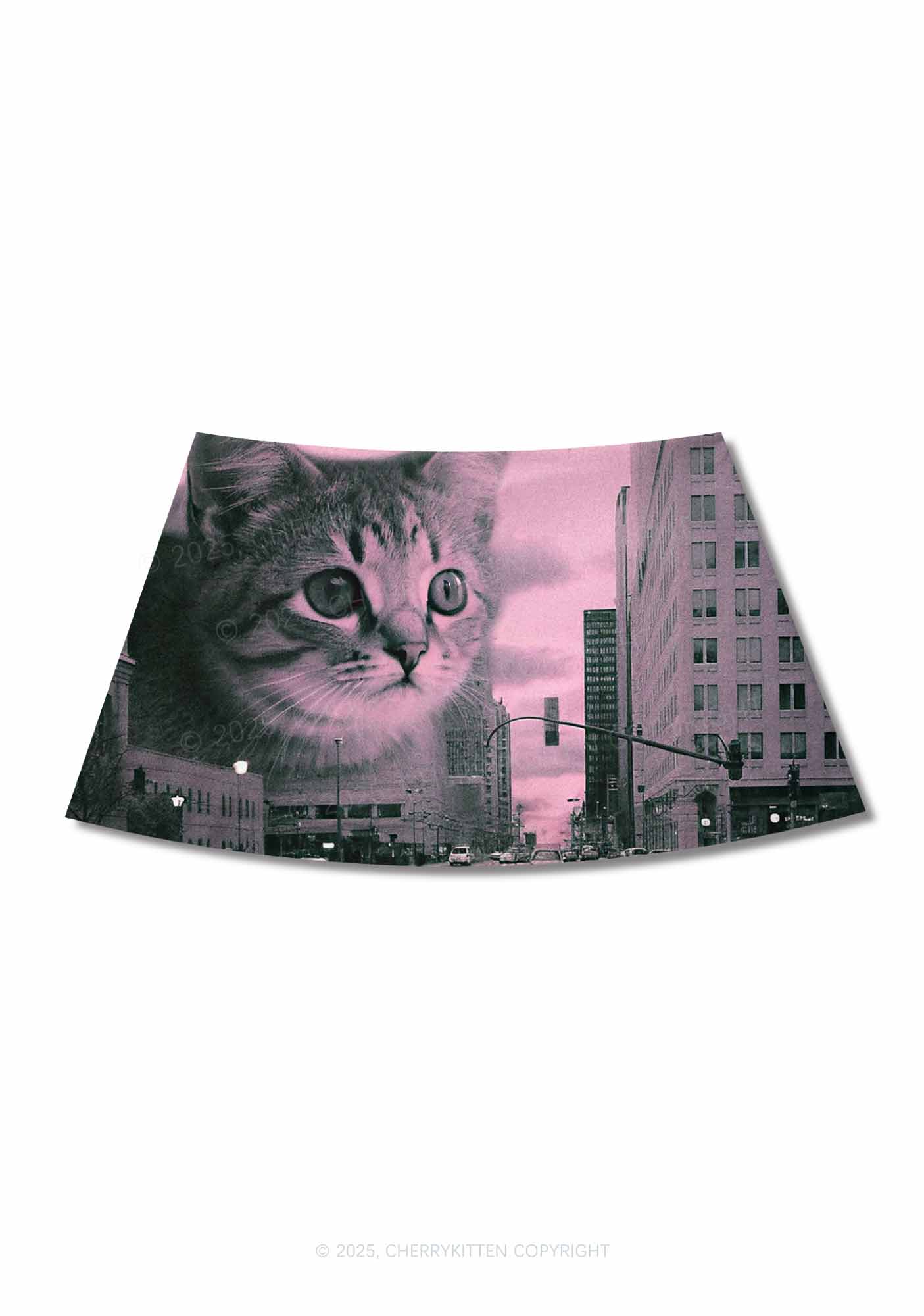 Cat Road Y2K Print Mini Skirt Cherrykitten