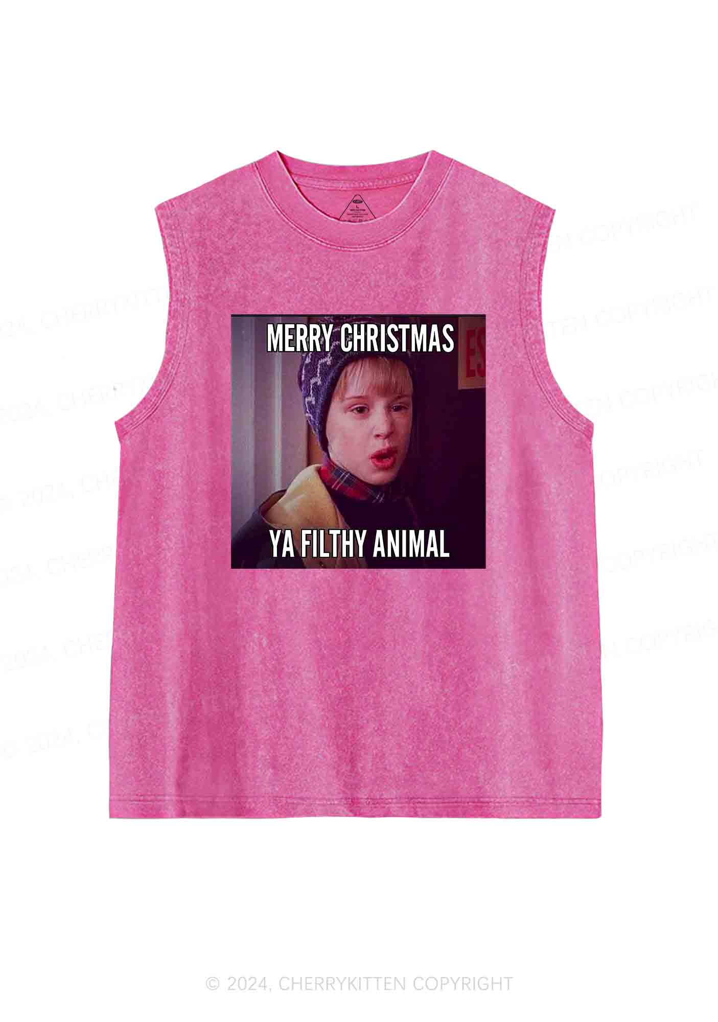 Merry Christmas Ya Filthy Animal Y2K Washed Tank Cherrykitten