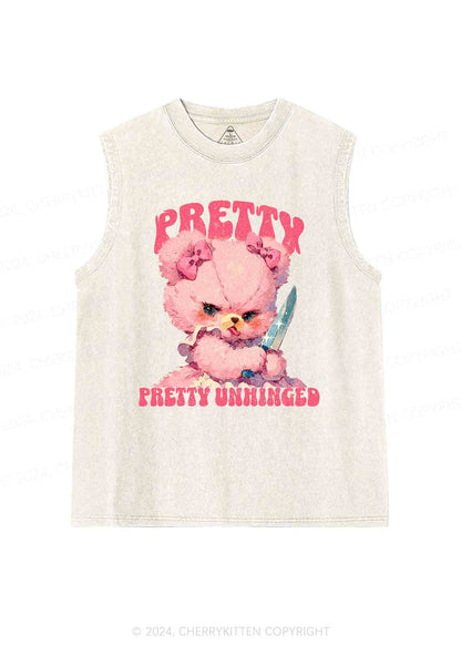 Pretty Unhinged Bear Y2K Washed Tank Cherrykitten