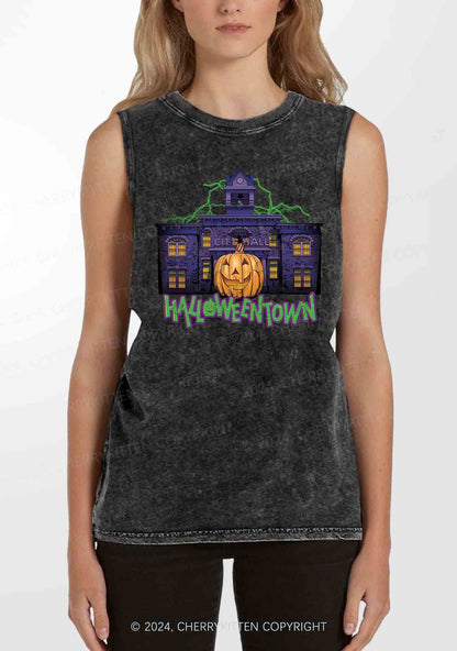 Halloween Spooky Square Y2K Washed Tank Cherrykitten