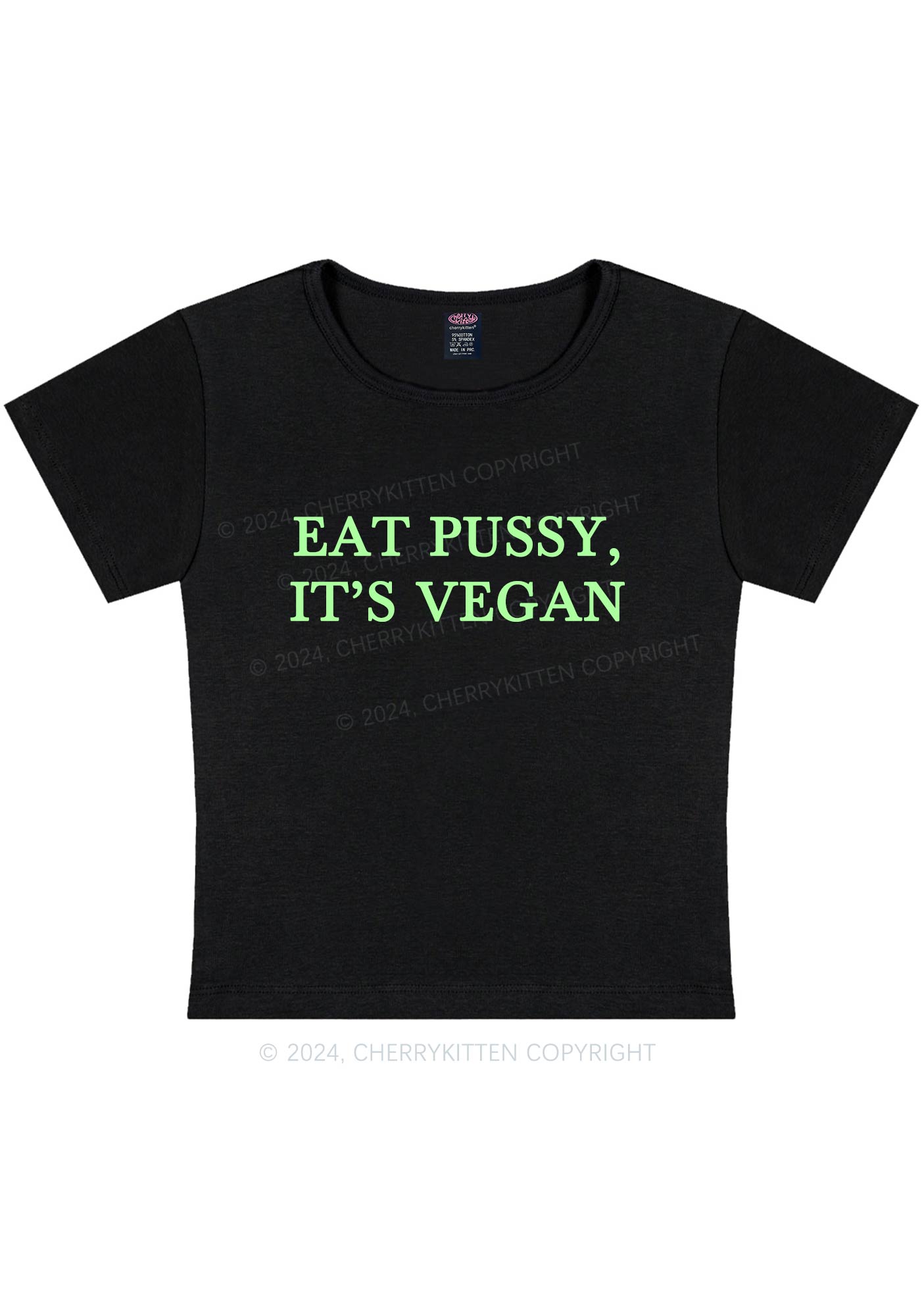 Eat Puxxy It's Vegan Y2K Baby Tee Cherrykitten