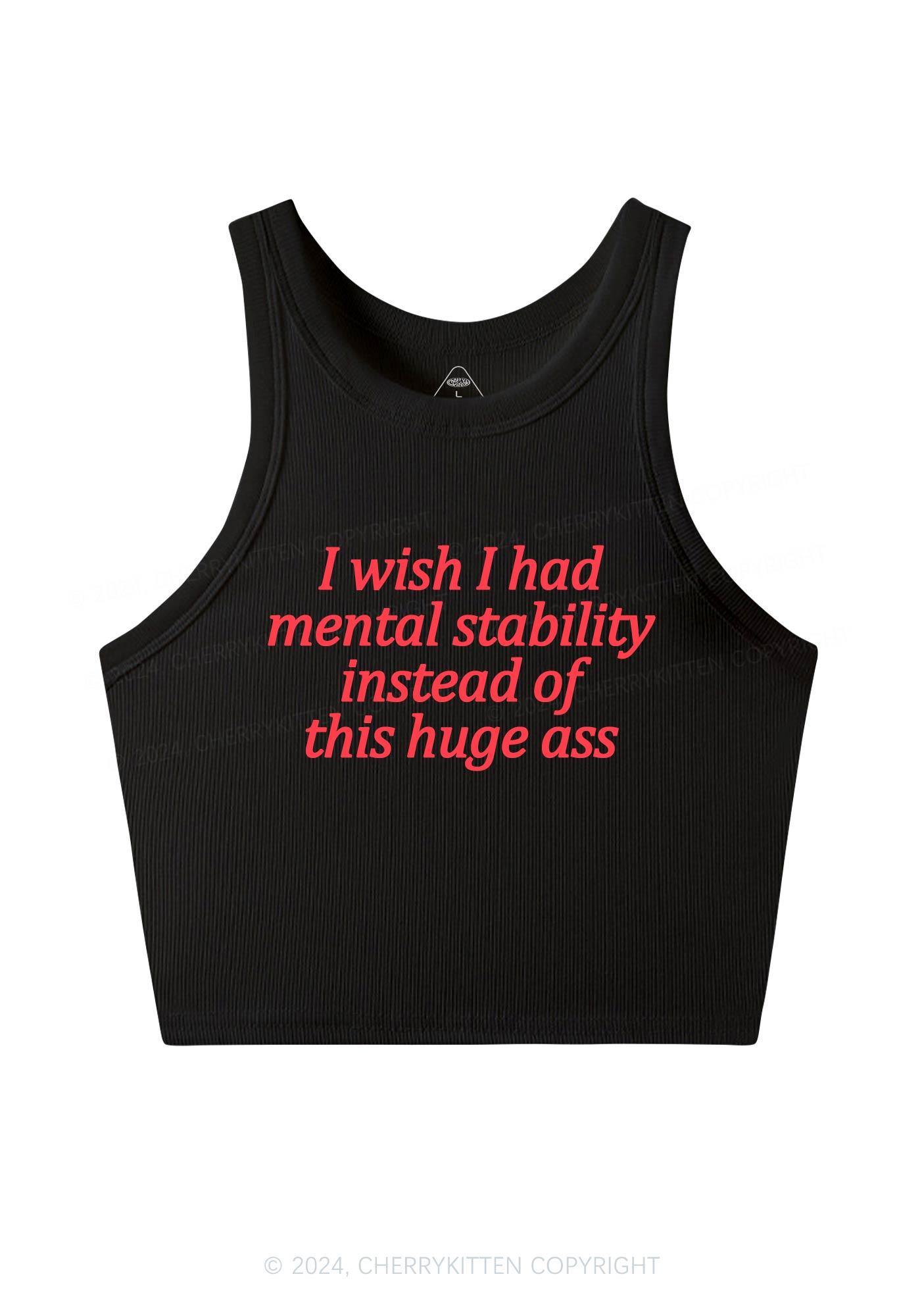 I Wish Mental Stability Y2K Crop Tank Top Cherrykitten