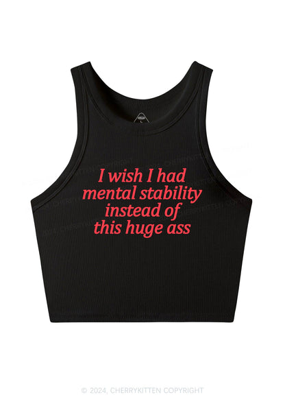 I Wish Mental Stability Y2K Crop Tank Top Cherrykitten