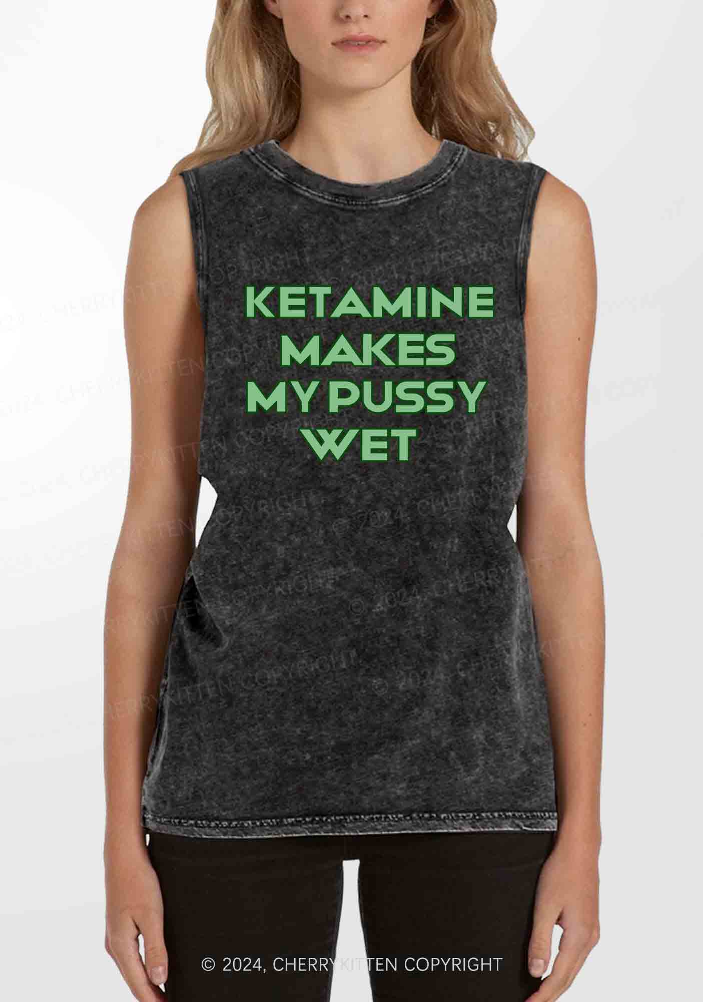 K Makes My Puxxy Wet Y2K Washed Tank Cherrykitten