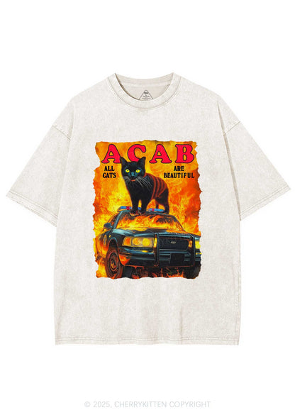 ACAB Beautiful Cats Y2K Washed Tee Cherrykitten