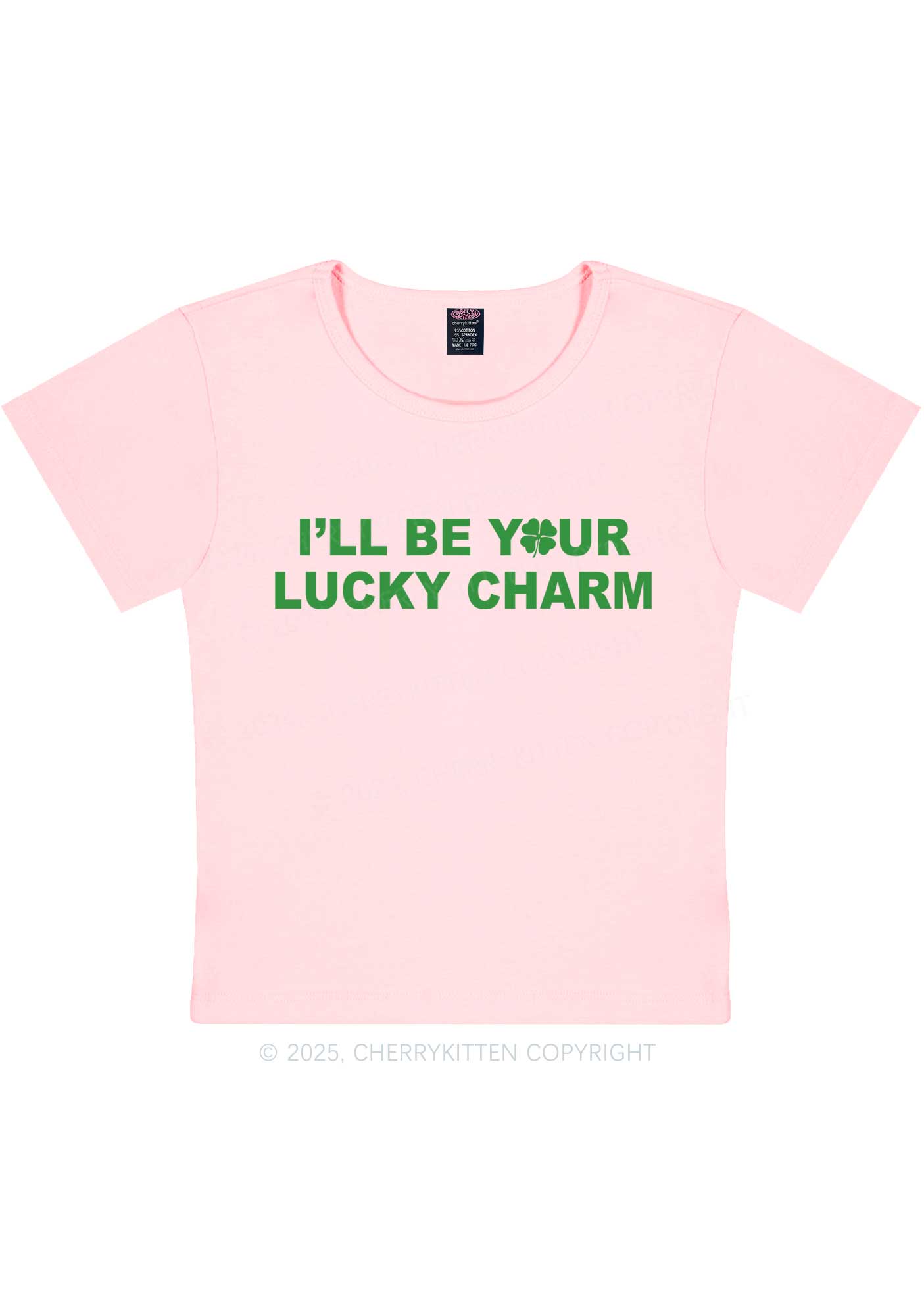 Be Your Lucky Charm St Patricks Y2K Baby Tee Cherrykitten