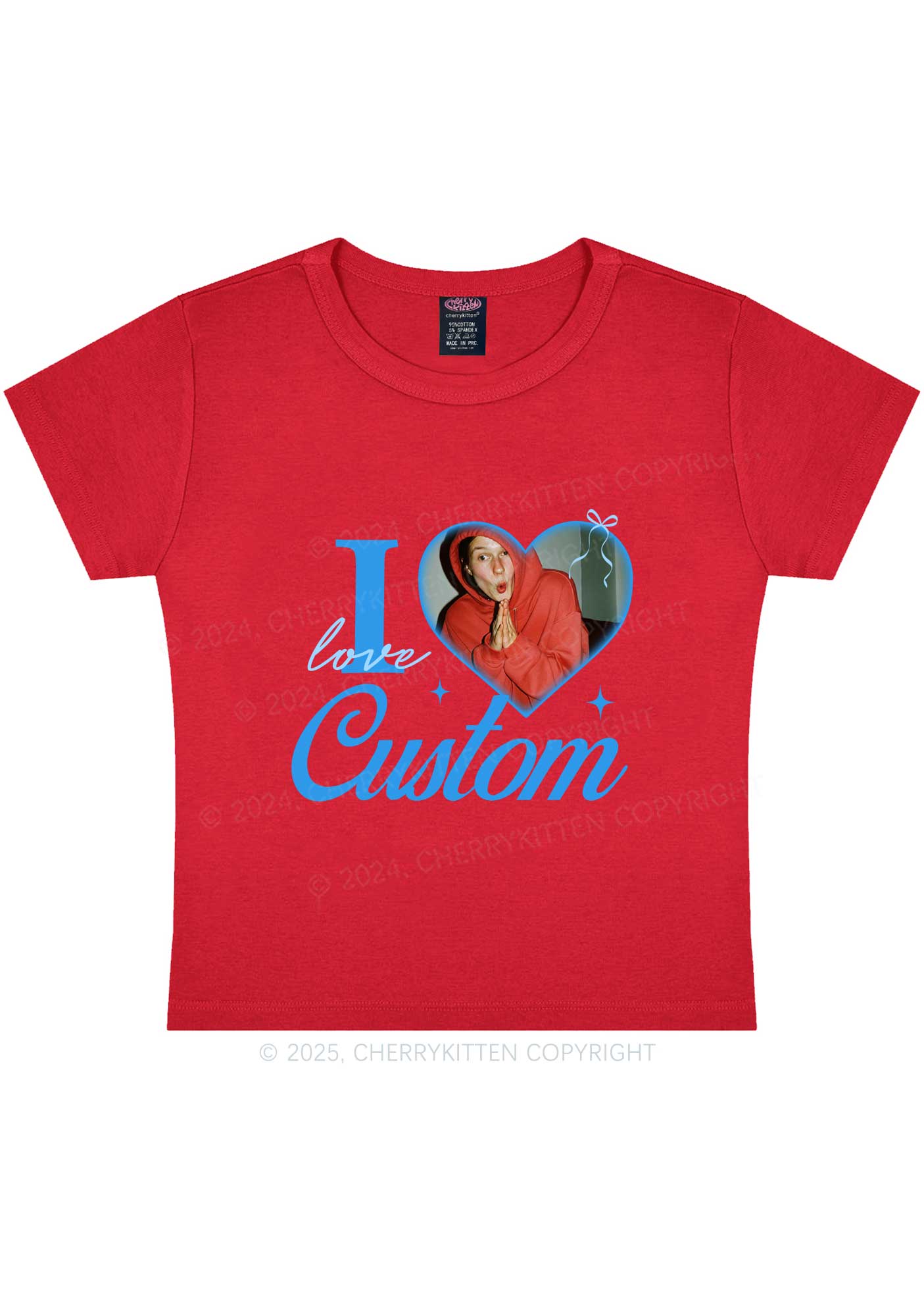 I Love Custom Photo Y2K Valentine's Day Baby Tee Cherrykitten