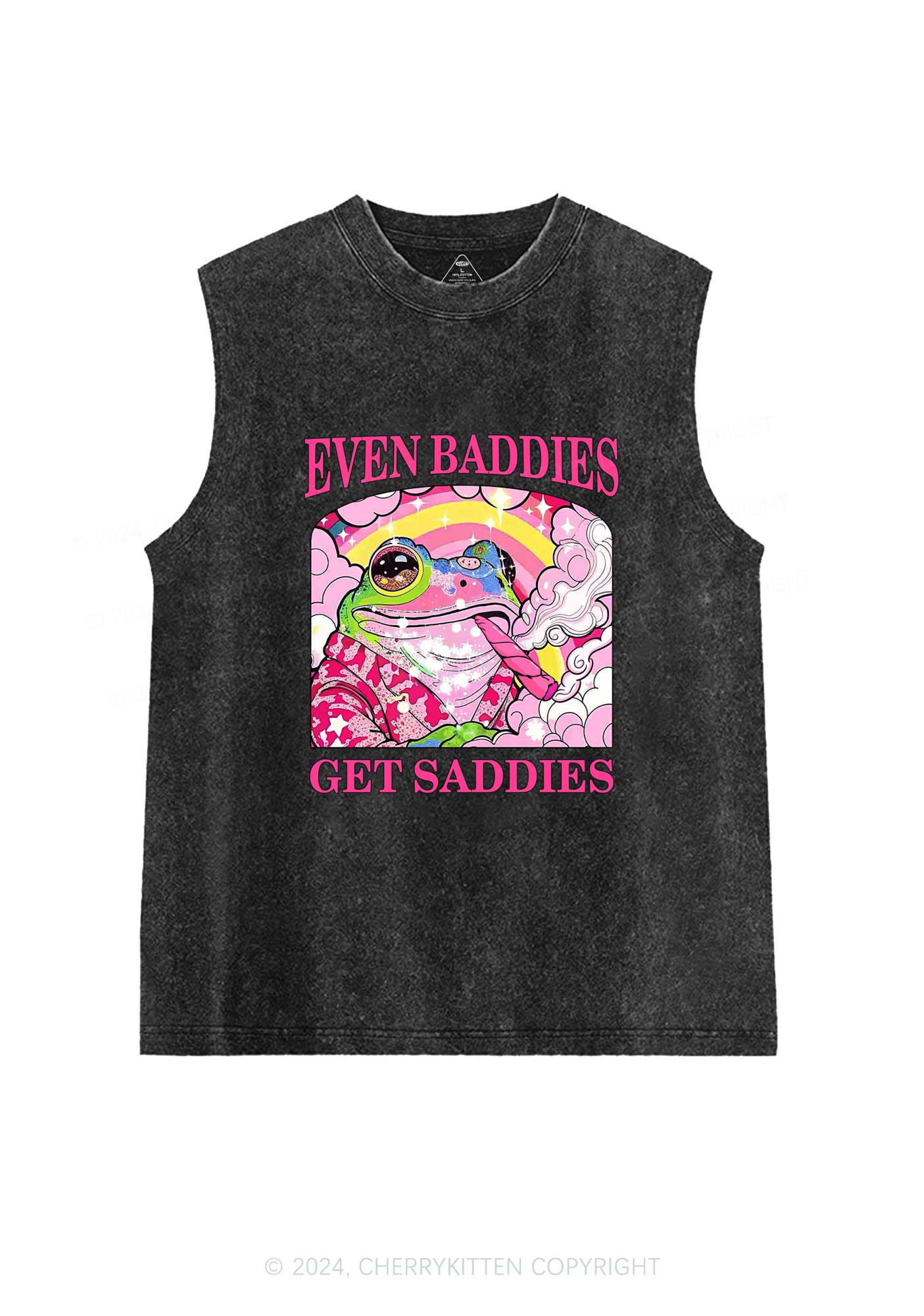 Baddies Smoking Frog Y2K Washed Tank Cherrykitten