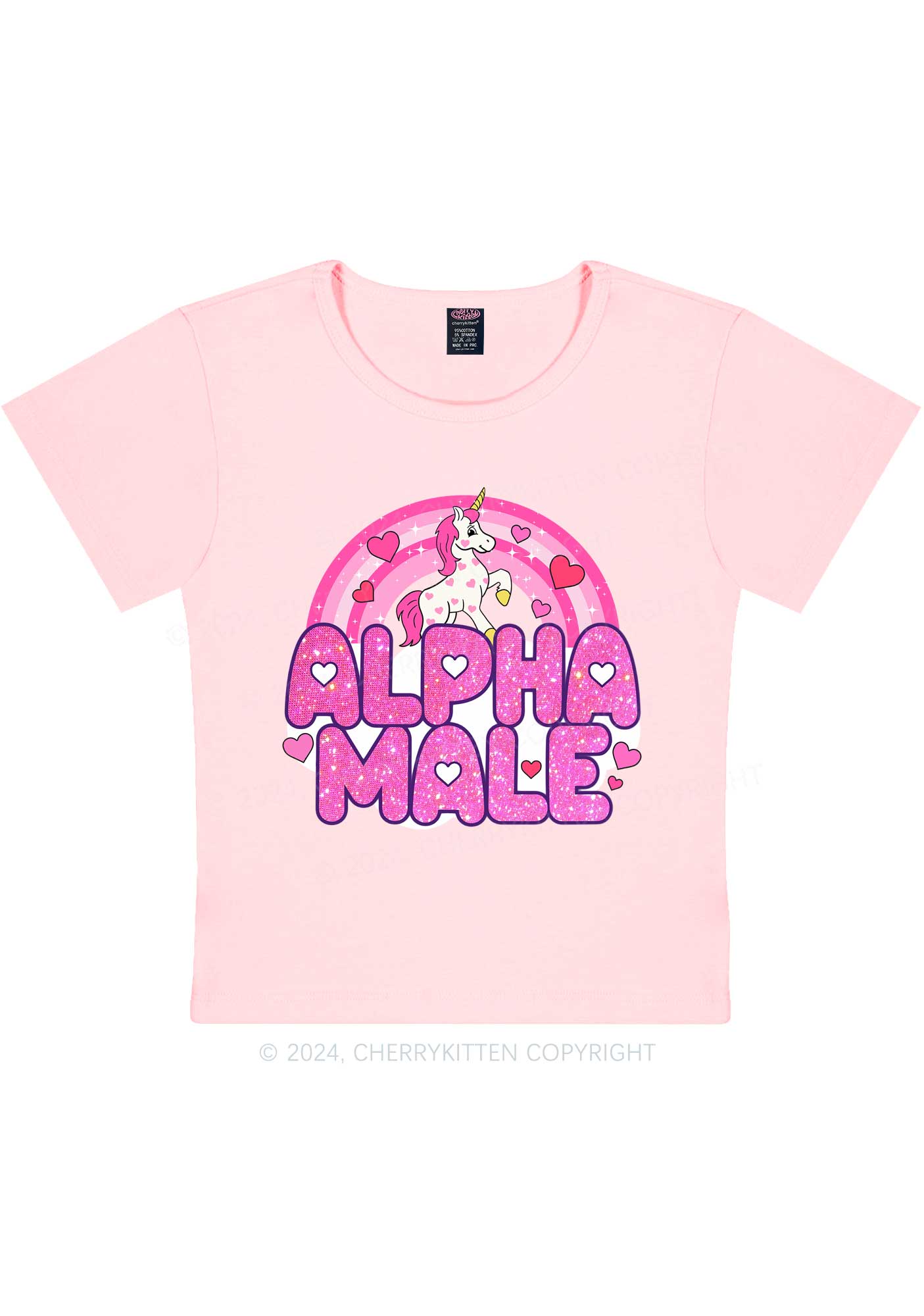 Alpha Male Unicorn Y2K Valentine's Day Baby Tee Cherrykitten