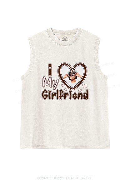 Custom Photo Brown Heart Y2K Valentine's Day Washed Tank Cherrykitten