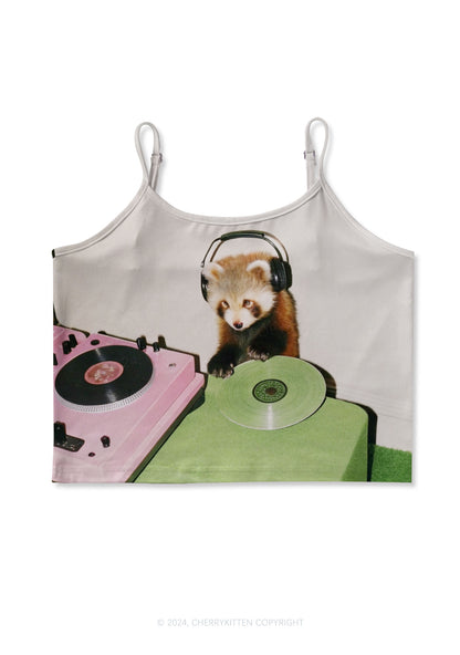 Red Panda DJ Y2K Print Cami Crop Top Cherrykitten