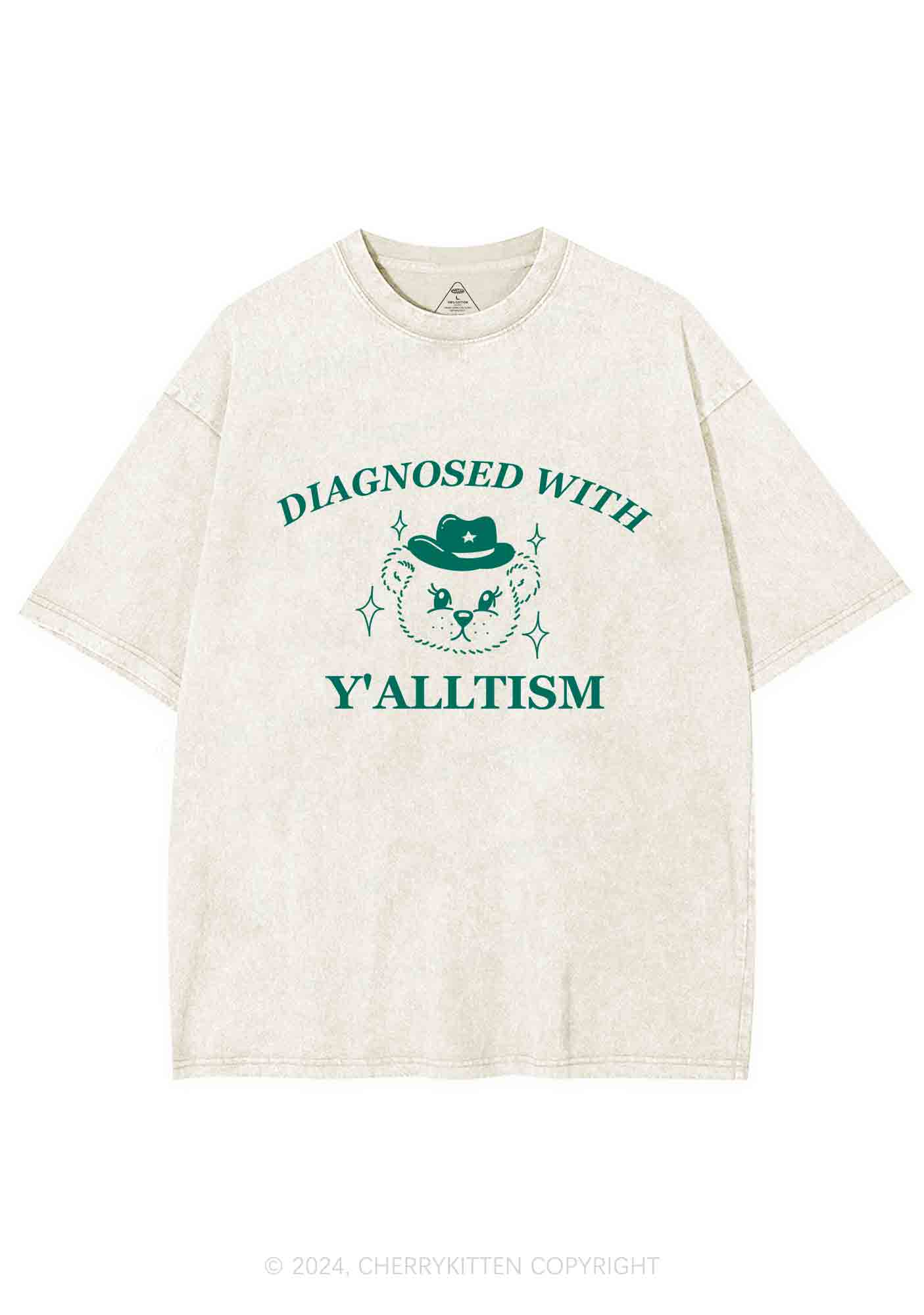 Diagnosed With Y'alltism Y2K Washed Tee Cherrykitten