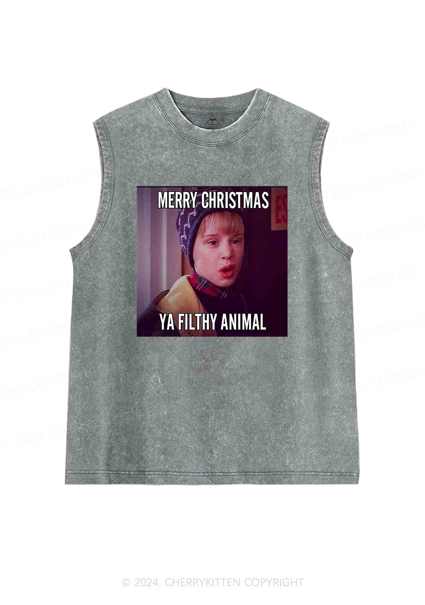 Merry Christmas Ya Filthy Animal Y2K Washed Tank Cherrykitten