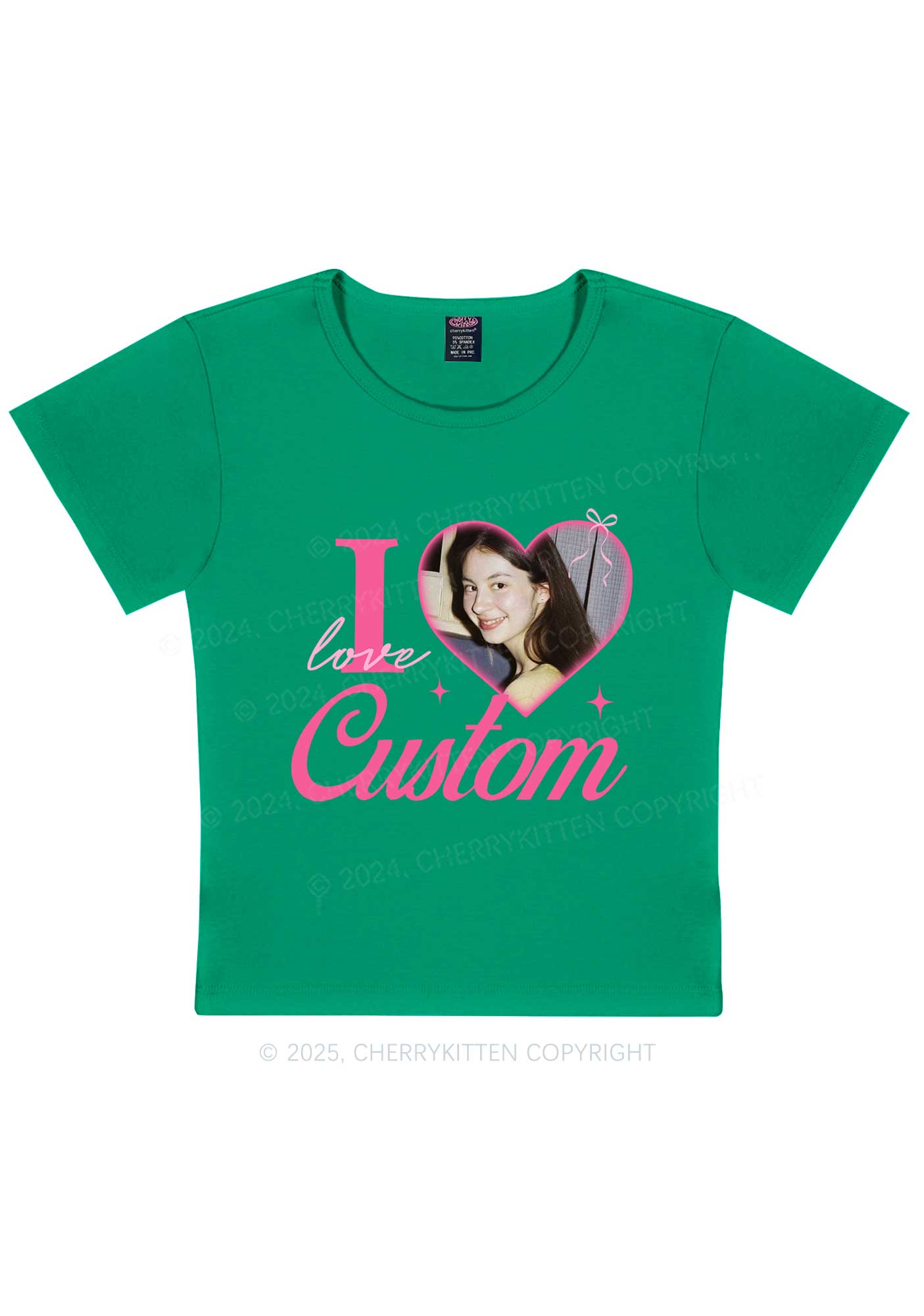 I Love Custom Photo Y2K Valentine's Day Baby Tee Cherrykitten