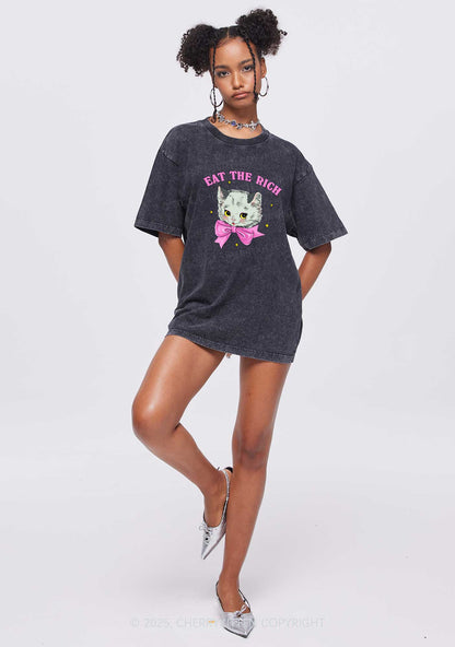 Eat Rich Cat Y2K Washed Tee Cherrykitten