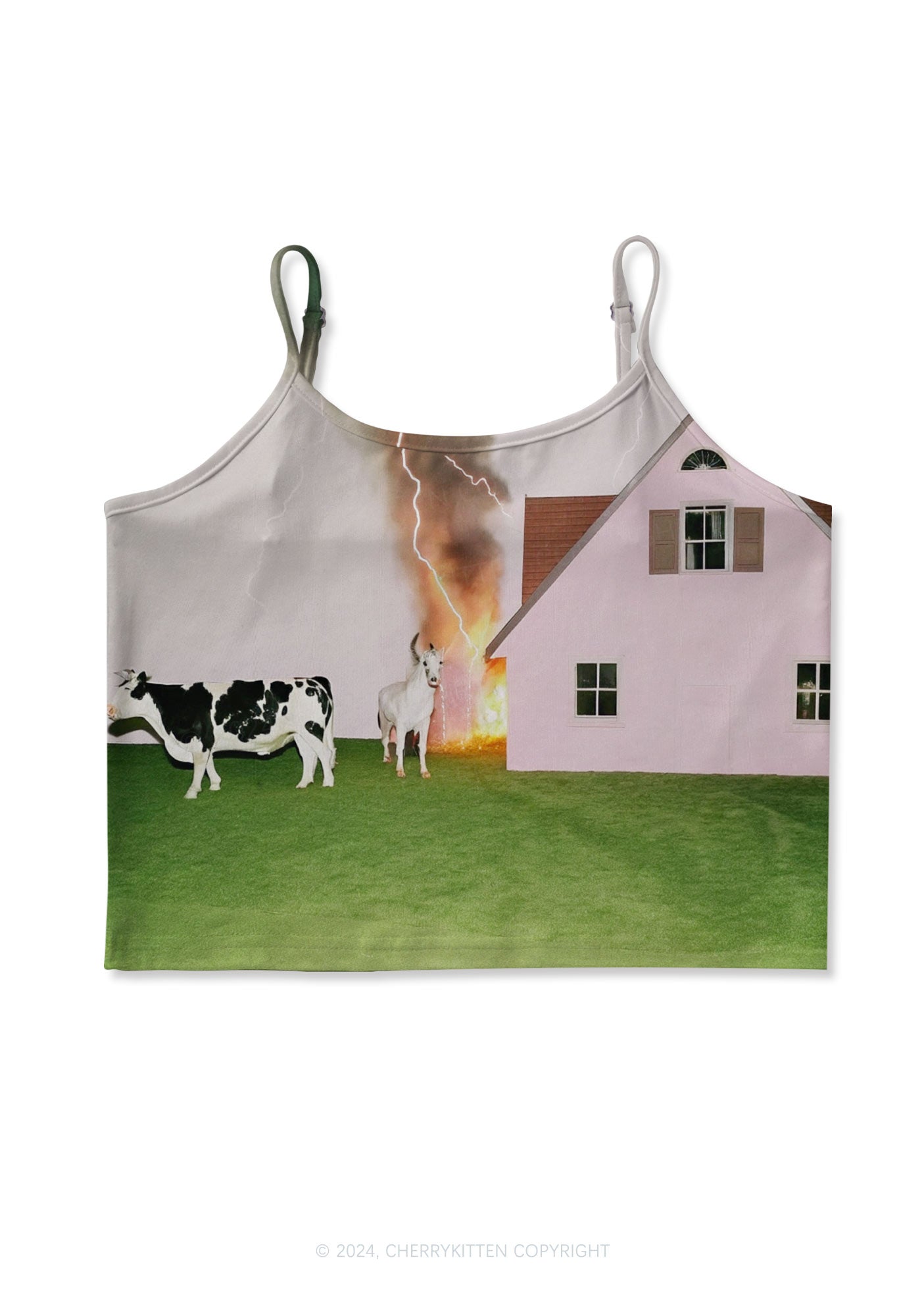 Pony Cow Y2K Print Cami Crop Top Cherrykitten