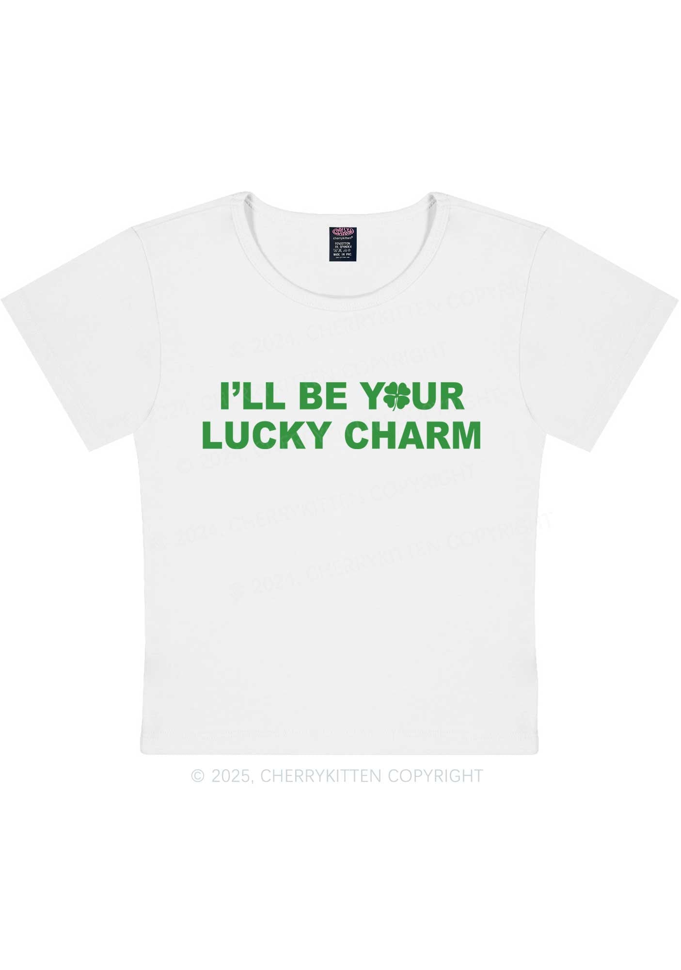 Be Your Lucky Charm St Patricks Y2K Baby Tee Cherrykitten