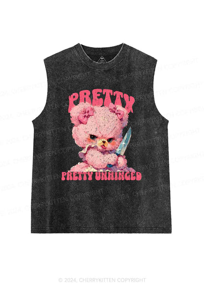 Pretty Unhinged Bear Y2K Washed Tank Cherrykitten