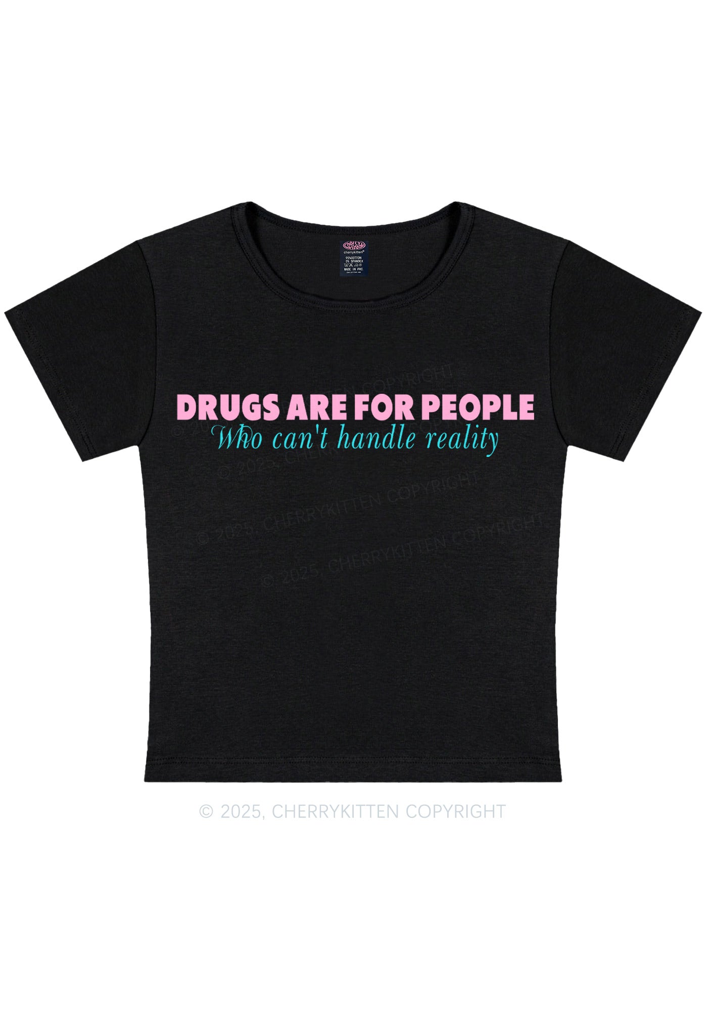 Drxgs Is For People Y2K Baby Tee Cherrykitten