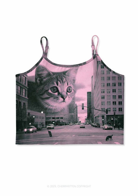 Cat Road Y2K Print Cami Crop Top Cherrykitten