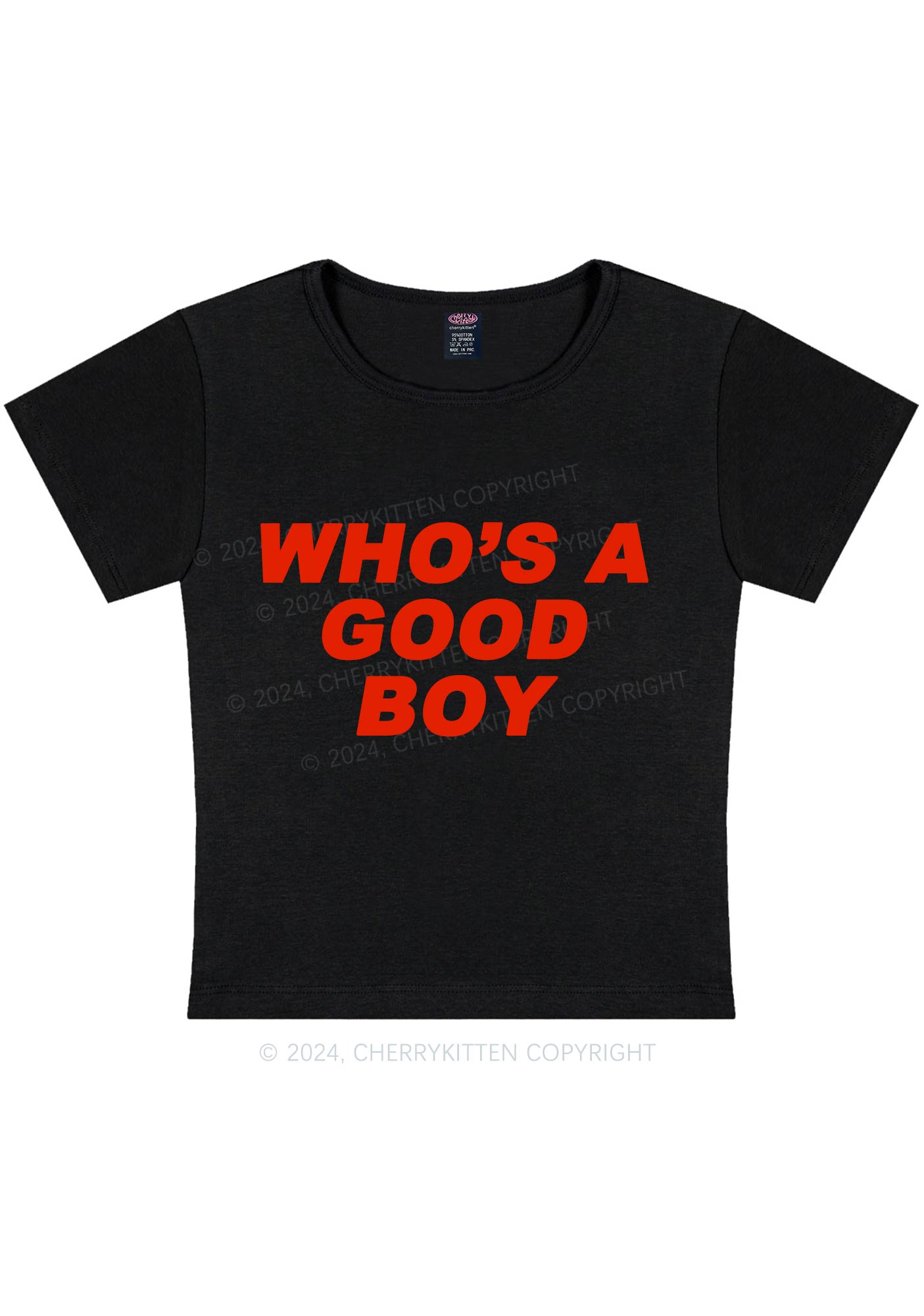 Who's A Good Boy Y2K Baby Tee Cherrykitten