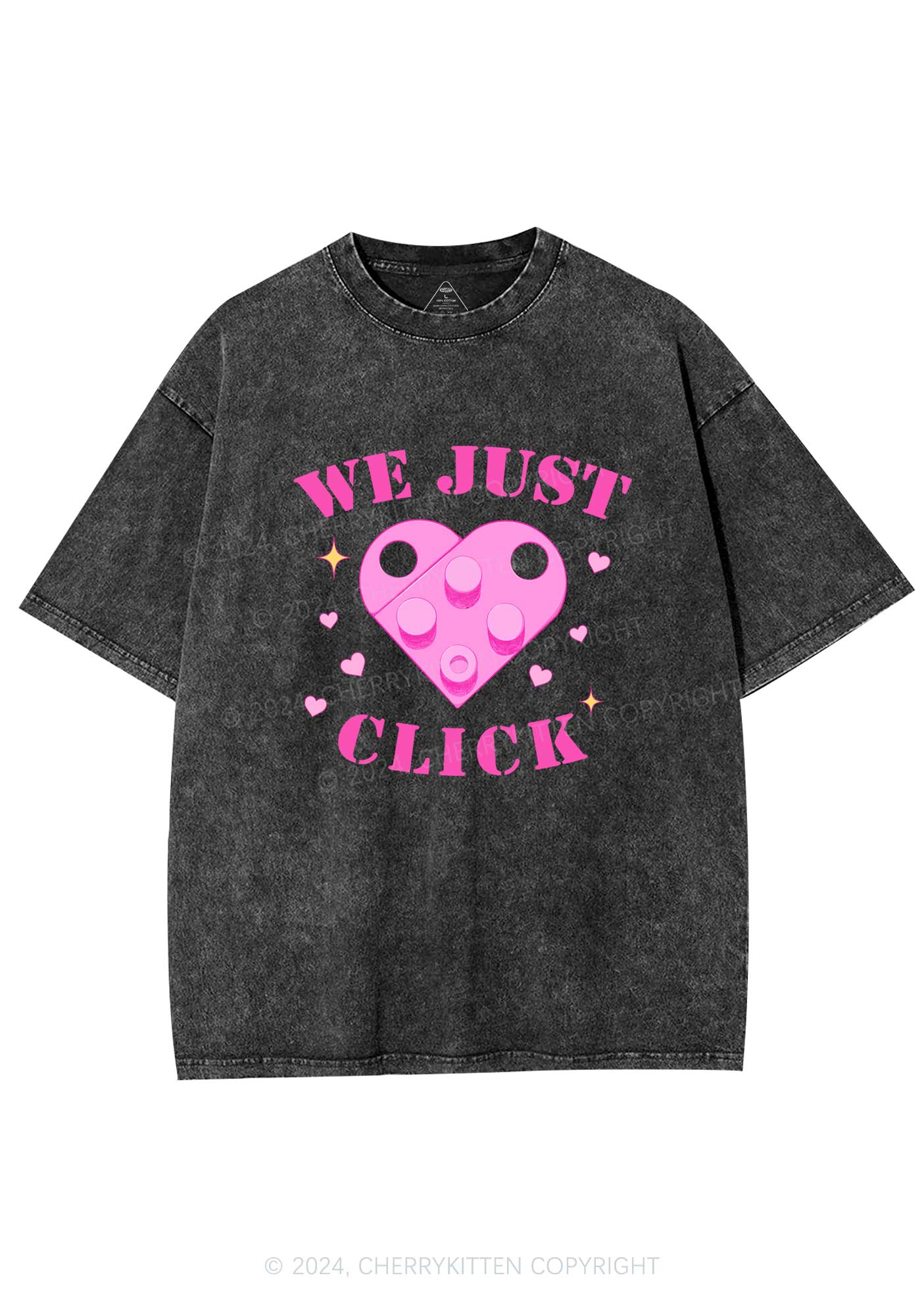 We Just Click Y2K Valentine's Day Washed Tee Cherrykitten