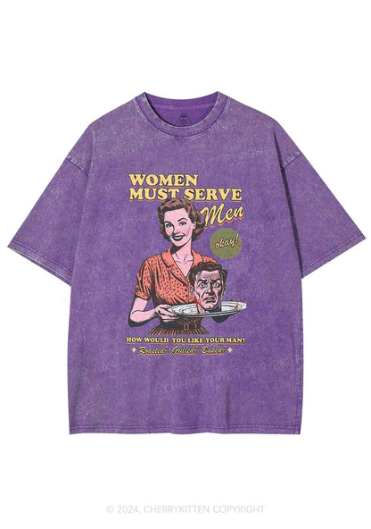 Women Serve Men Y2K Washed Tee Cherrykitten