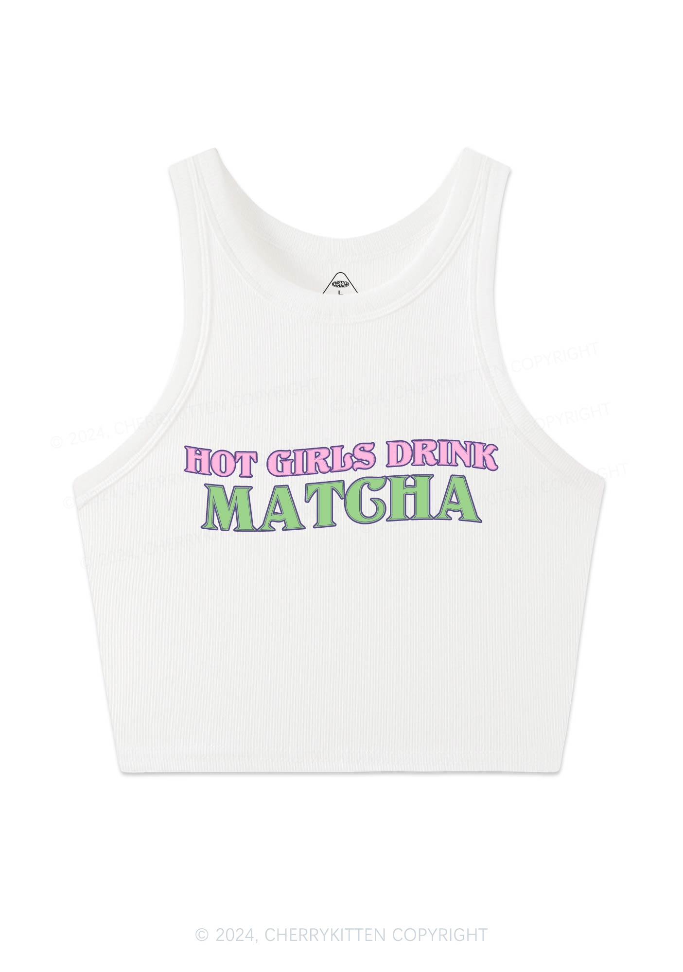 Hot Girls Drink Matcha Y2K Crop Tank Top Cherrykitten