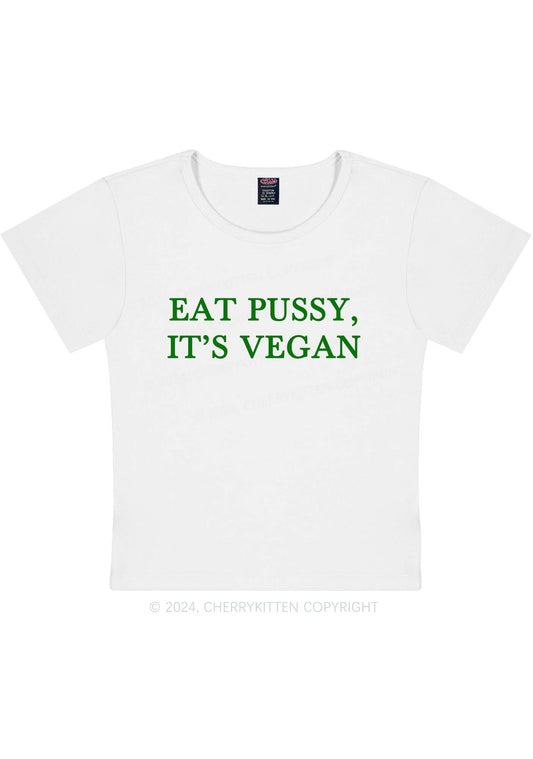 Eat Puxxy It's Vegan Y2K Baby Tee Cherrykitten