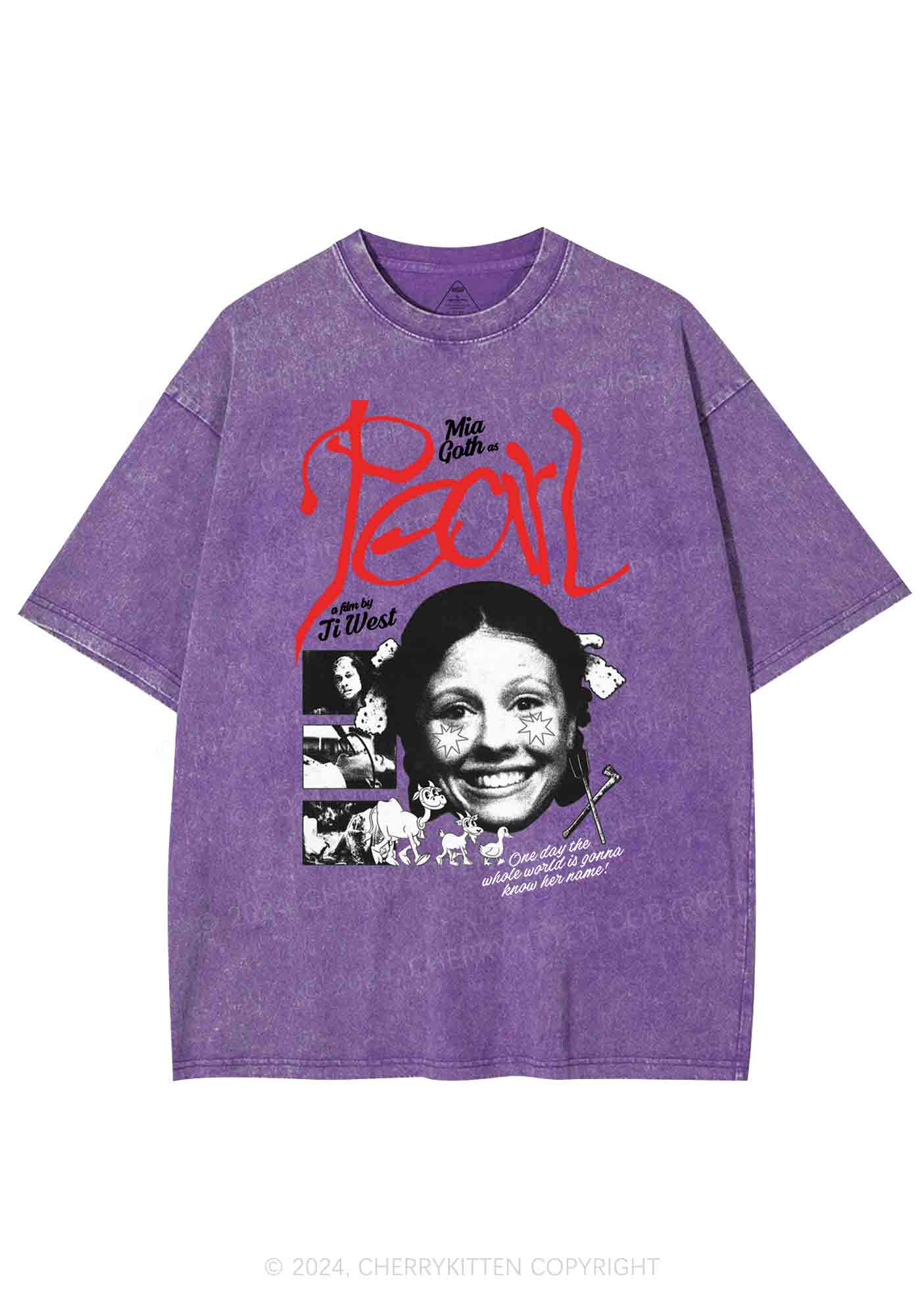 Halloween Film Pearl Y2K Washed Tee Cherrykitten