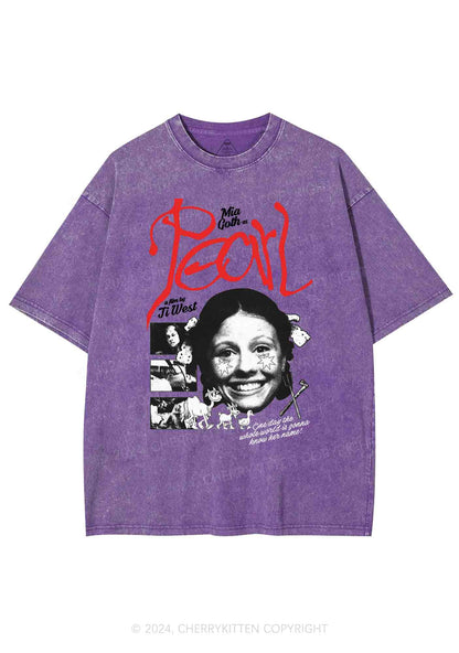 Halloween Film Pearl Y2K Washed Tee Cherrykitten