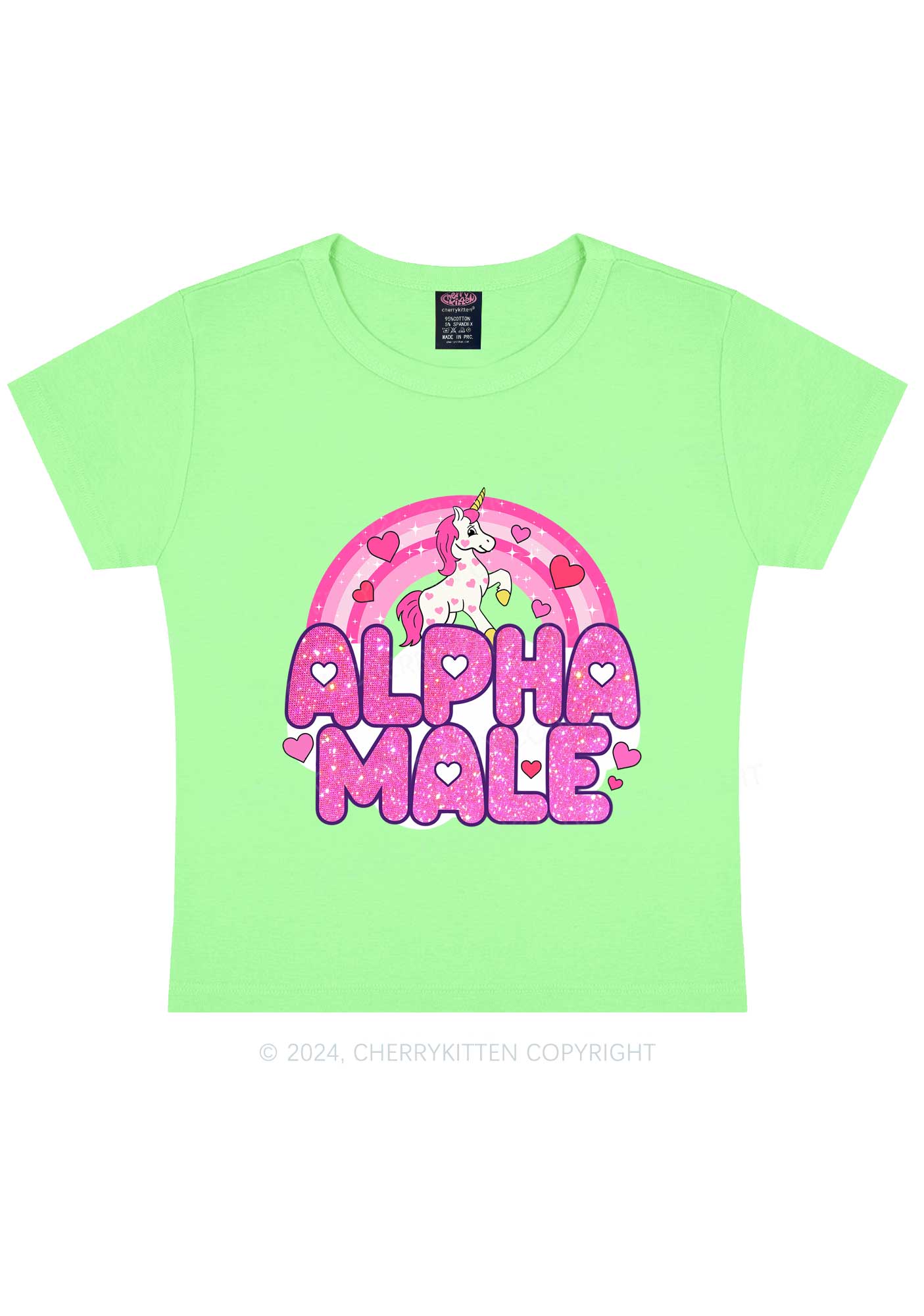 Alpha Male Unicorn Y2K Valentine's Day Baby Tee Cherrykitten