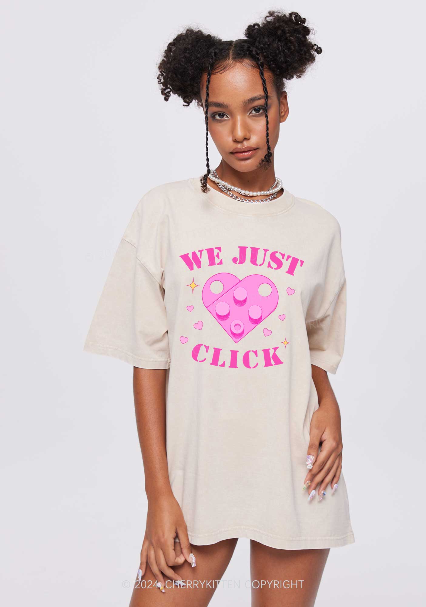 We Just Click Y2K Valentine's Day Washed Tee Cherrykitten