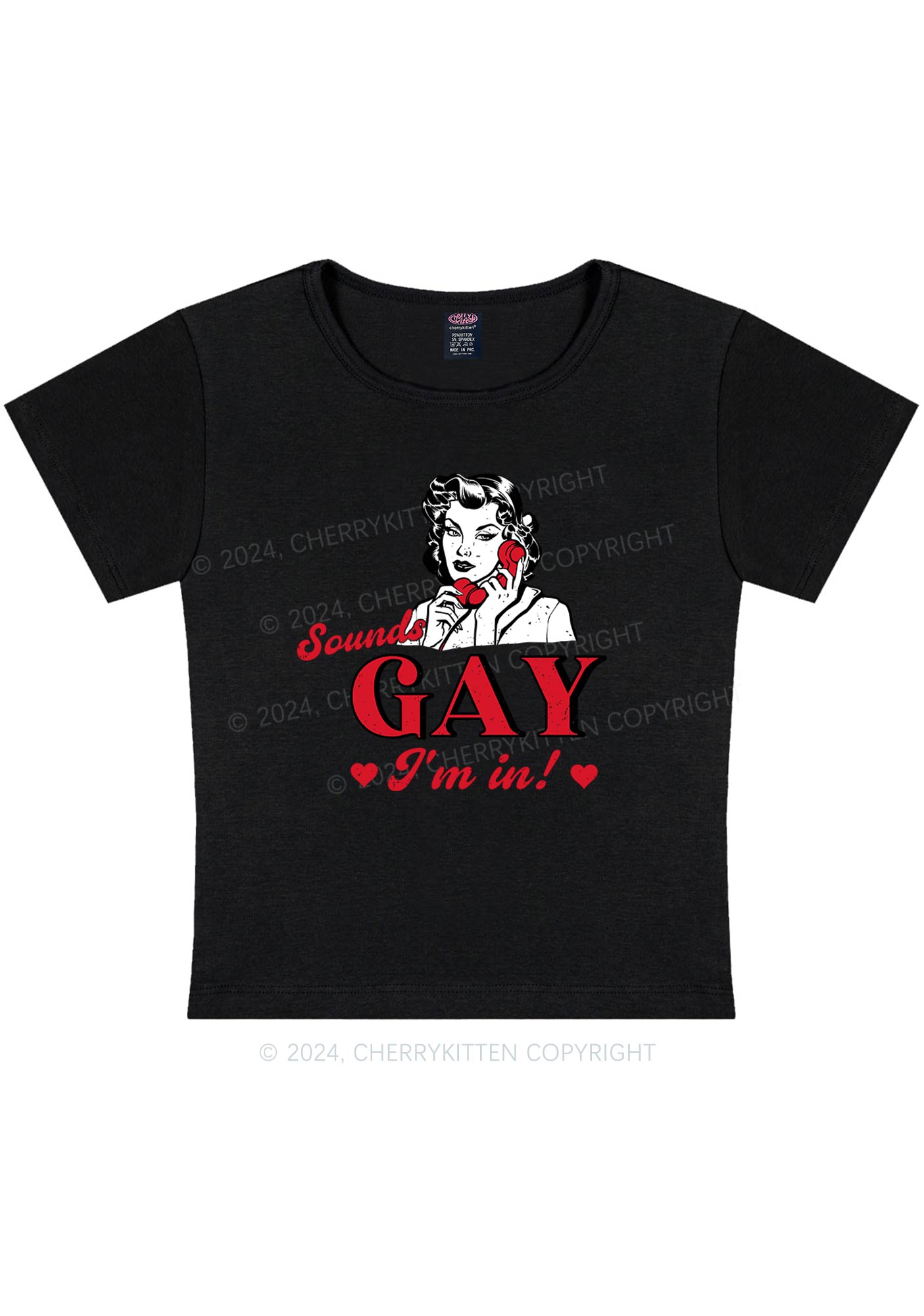 Sounds Gay Calling Y2K Baby Tee Cherrykitten