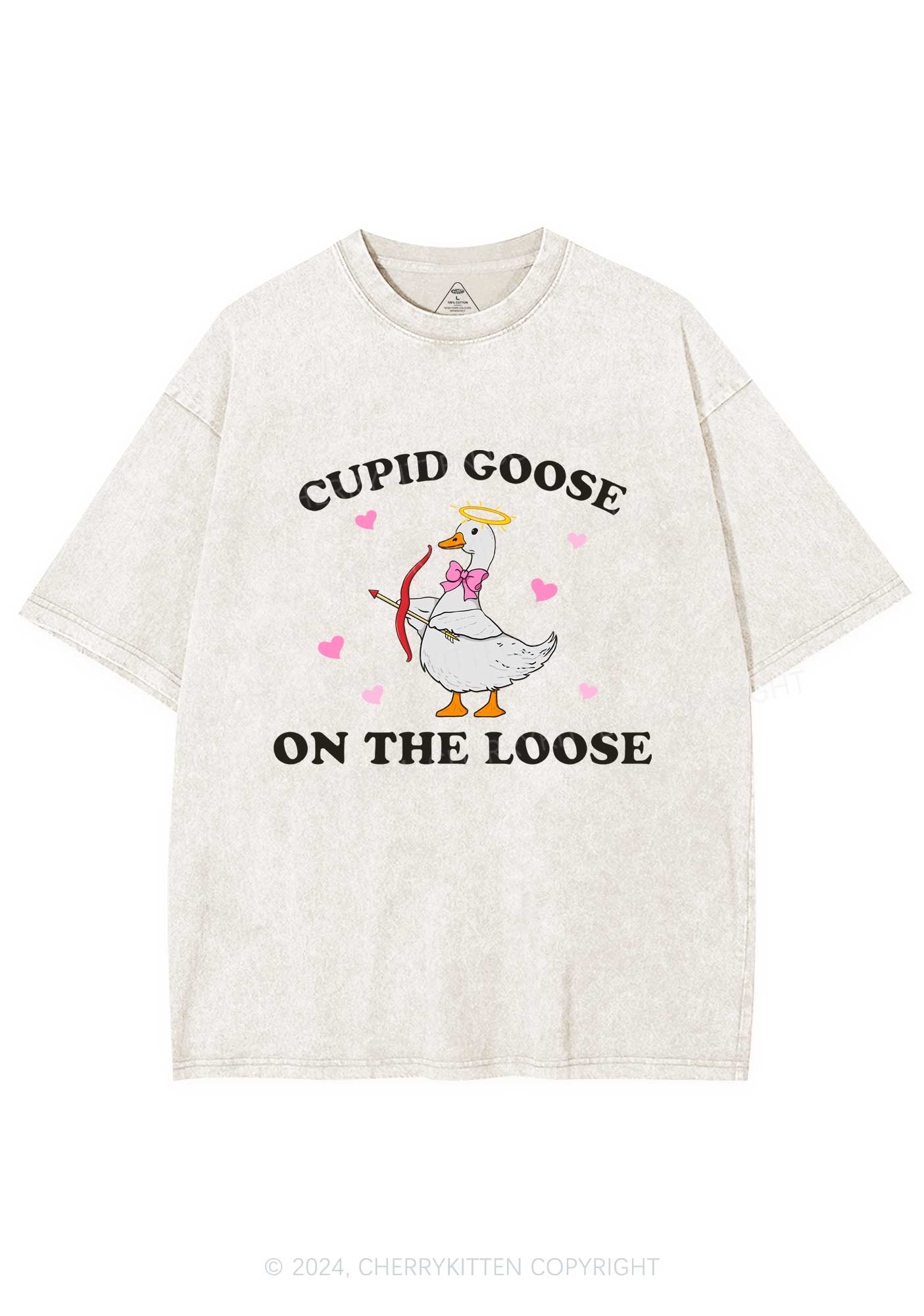 Cupid Goose Y2K Valentine's Day Washed Tee Cherrykitten