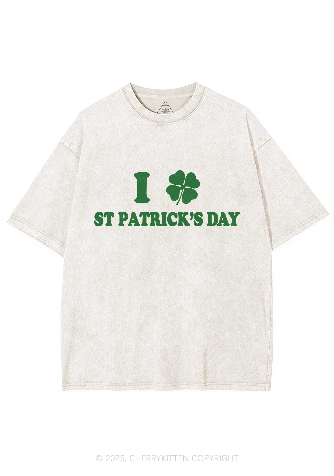 I Love St Patricks Y2K Washed Tee Cherrykitten