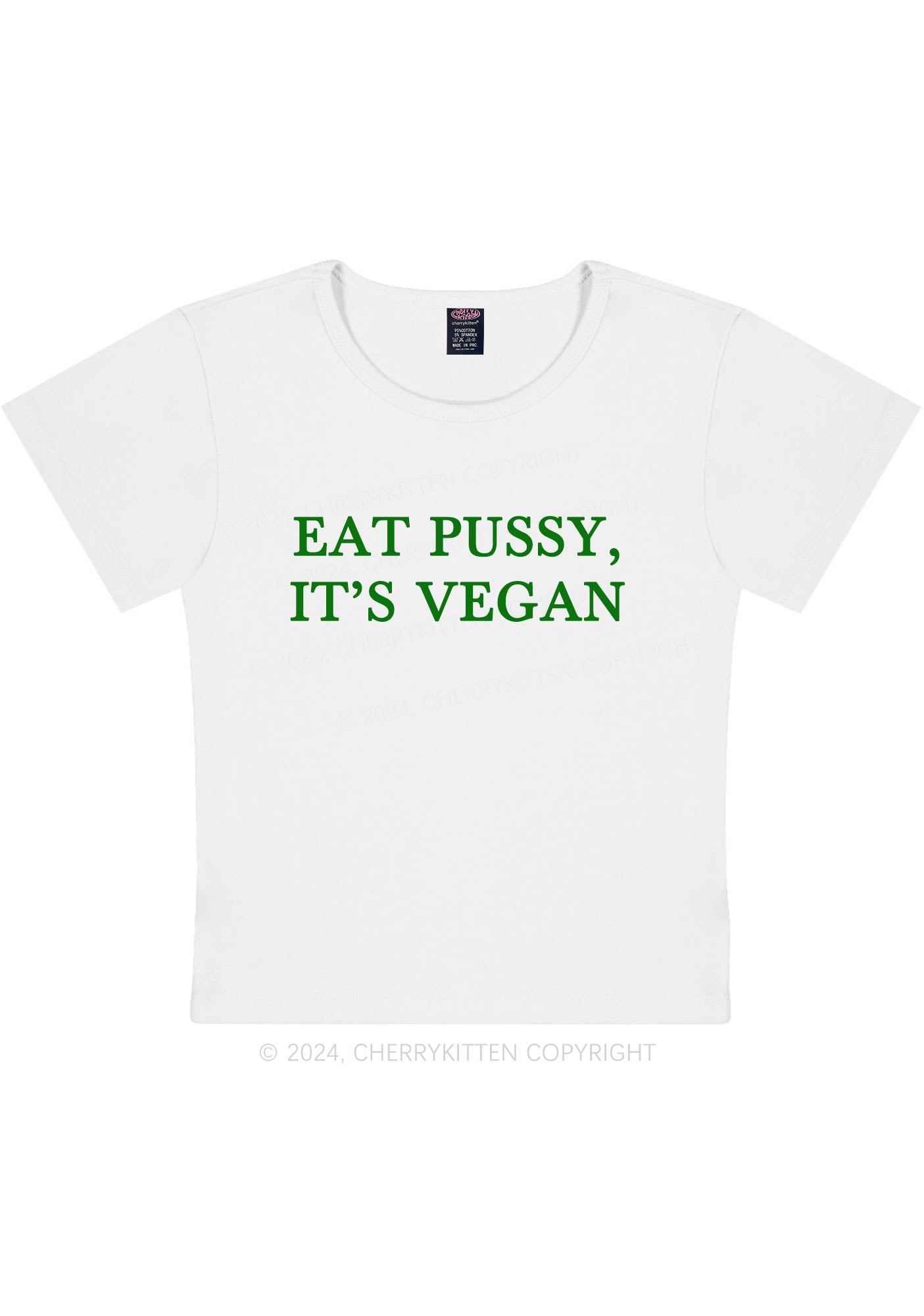 Curvy Eat Puxxy It's Vegan Y2K Baby Tee Cherrykitten