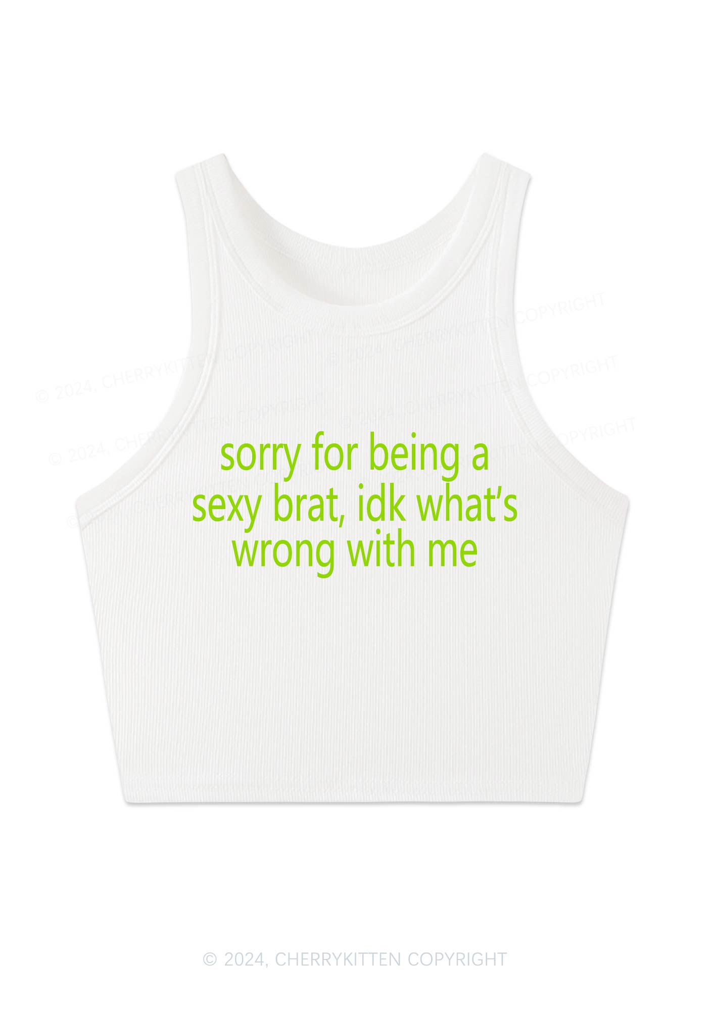 Sorry For Being Brat Y2K Crop Tank Top Cherrykitten