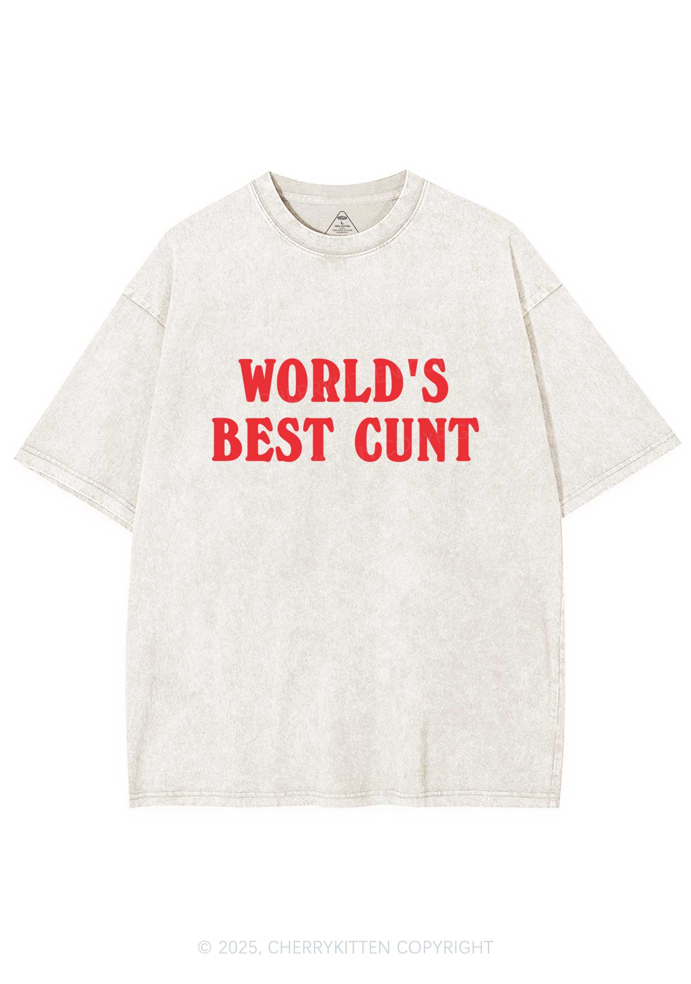 Worlds Best Cxxt Y2K Washed Tee Cherrykitten