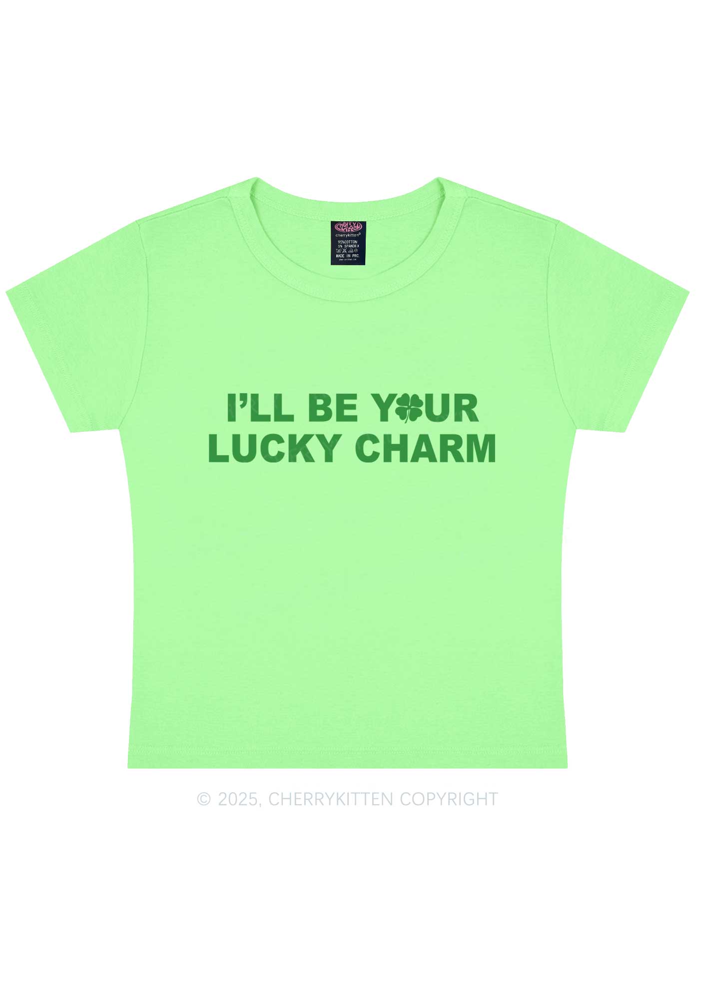 Be Your Lucky Charm St Patricks Y2K Baby Tee Cherrykitten