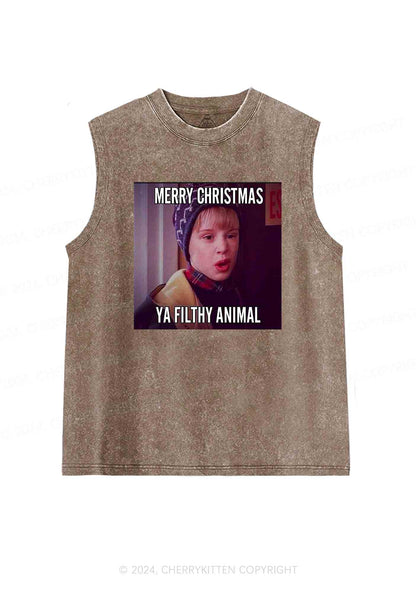 Merry Christmas Ya Filthy Animal Y2K Washed Tank Cherrykitten