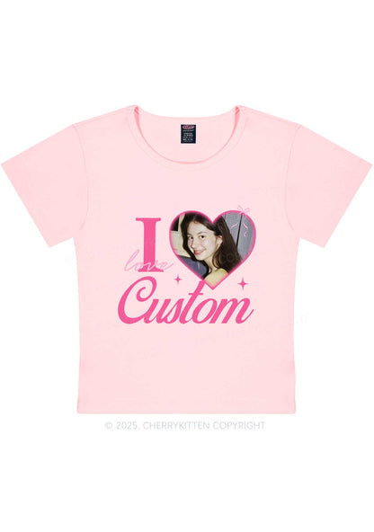 I Love Custom Photo Y2K Valentine's Day Baby Tee Cherrykitten