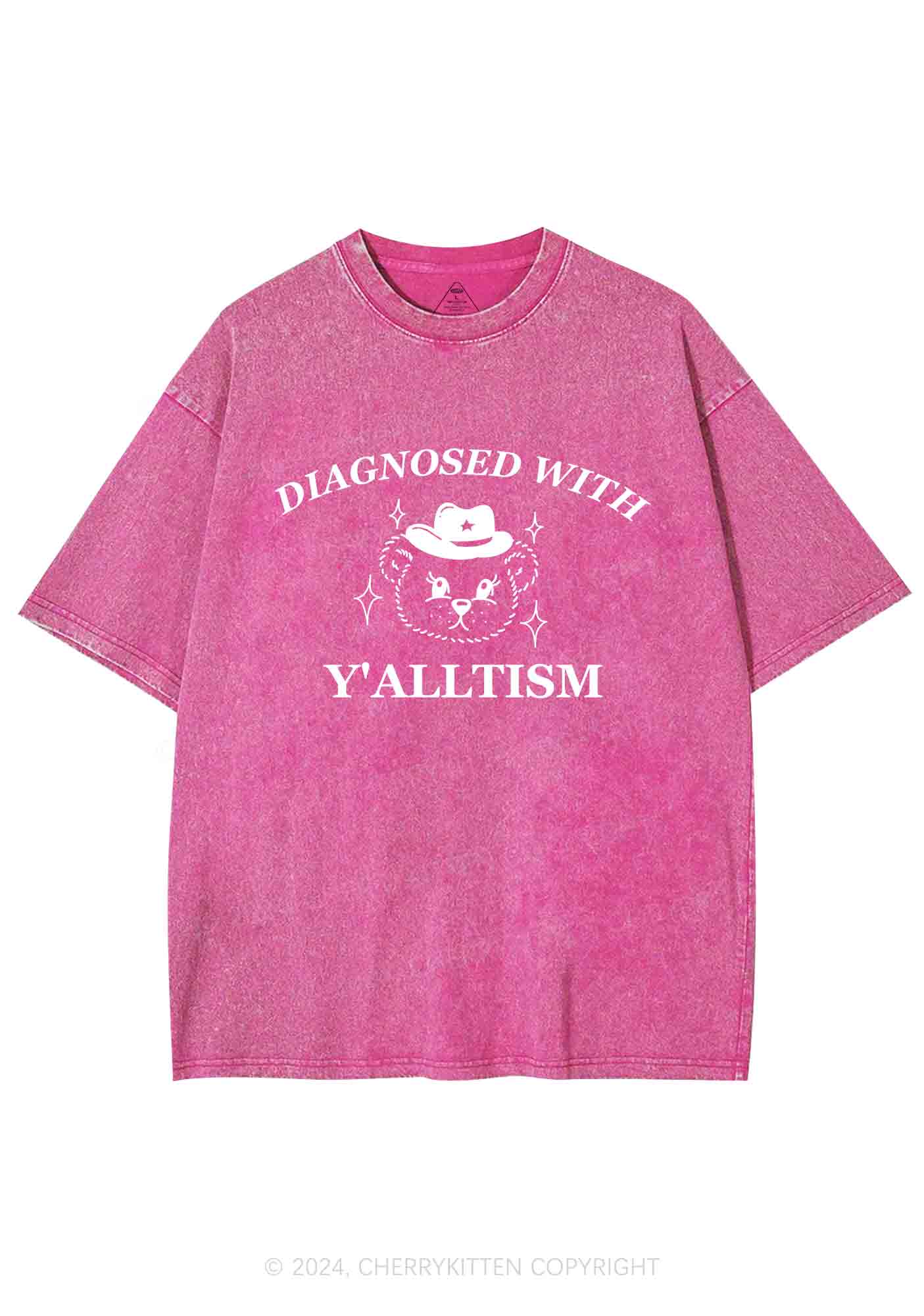 Diagnosed With Y'alltism Y2K Washed Tee Cherrykitten