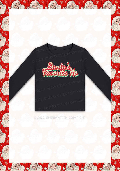 Santa's Favorite Ho Christmas Y2K Long Sleeve Crop Top Cherrykitten