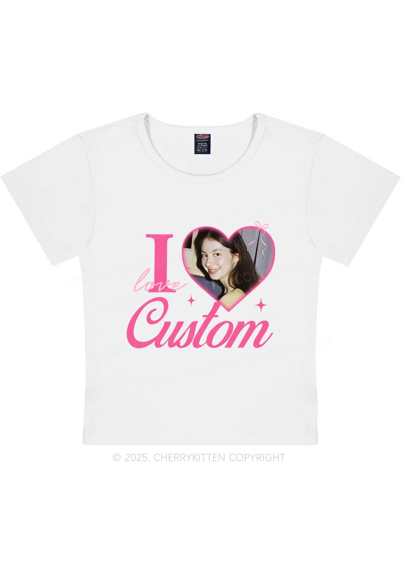 I Love Custom Photo Y2K Valentine's Day Baby Tee Cherrykitten